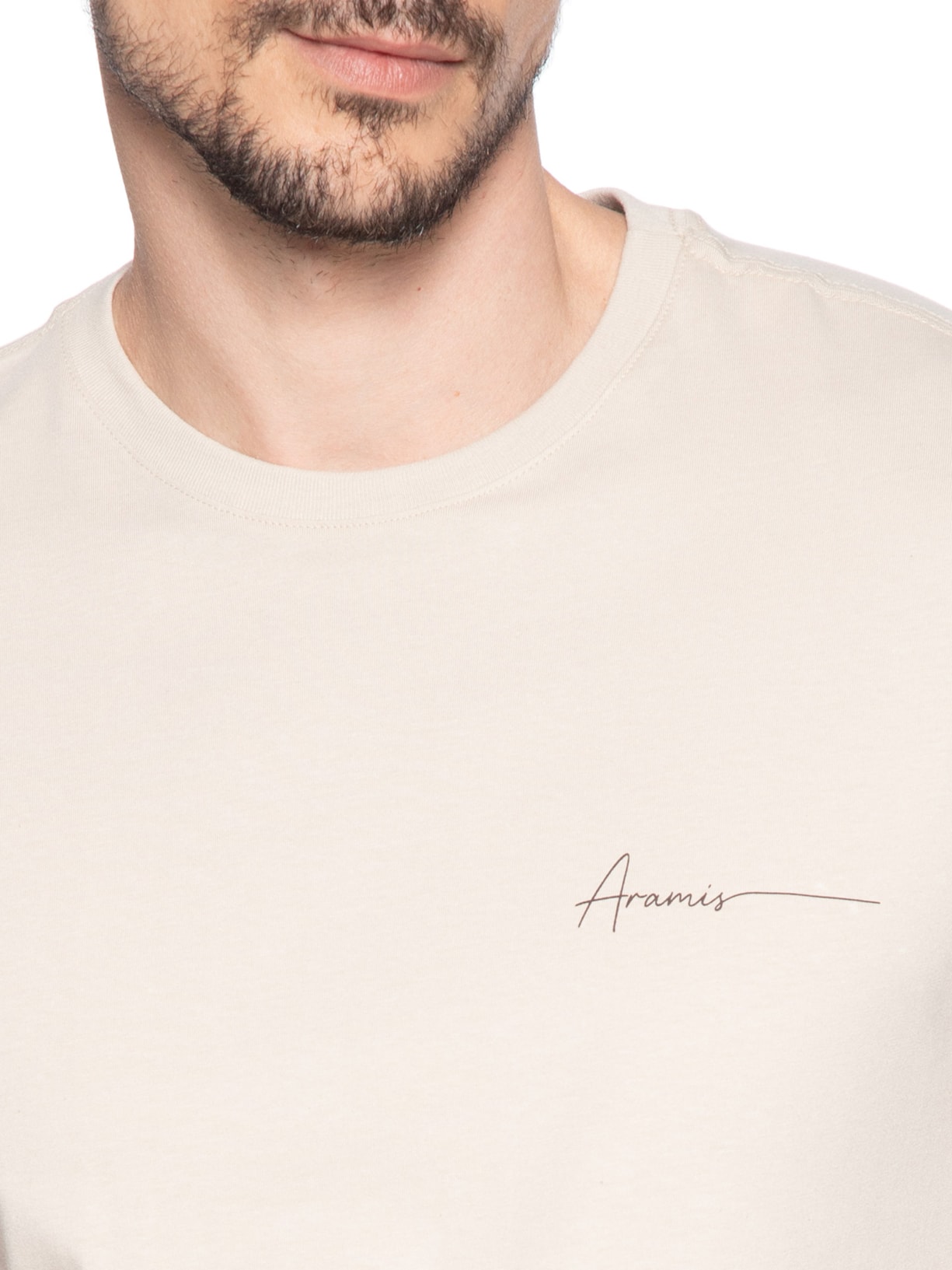 Camiseta Masculina Estampada Em Algodão- Bege Aramis