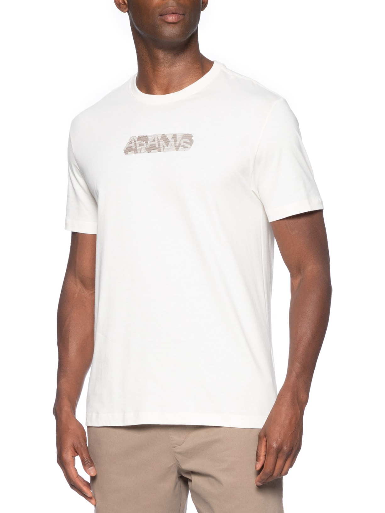 Camiseta Masculina Estampada em Algodão Branco Aramis