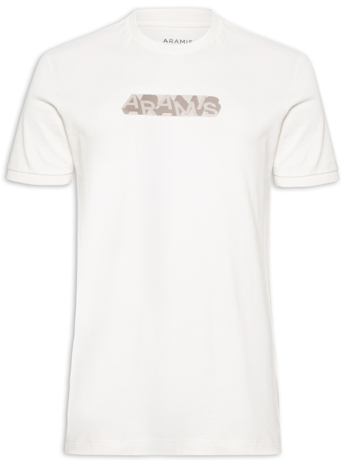 Camiseta Masculina Estampada em Algodão Branco Aramis