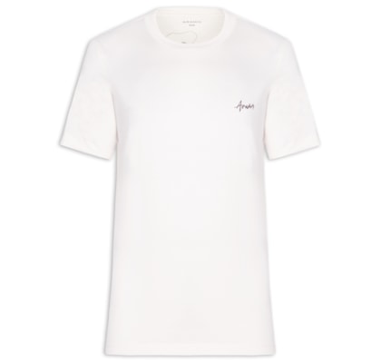 Camiseta Masculina Estampada em Algodão - Branco