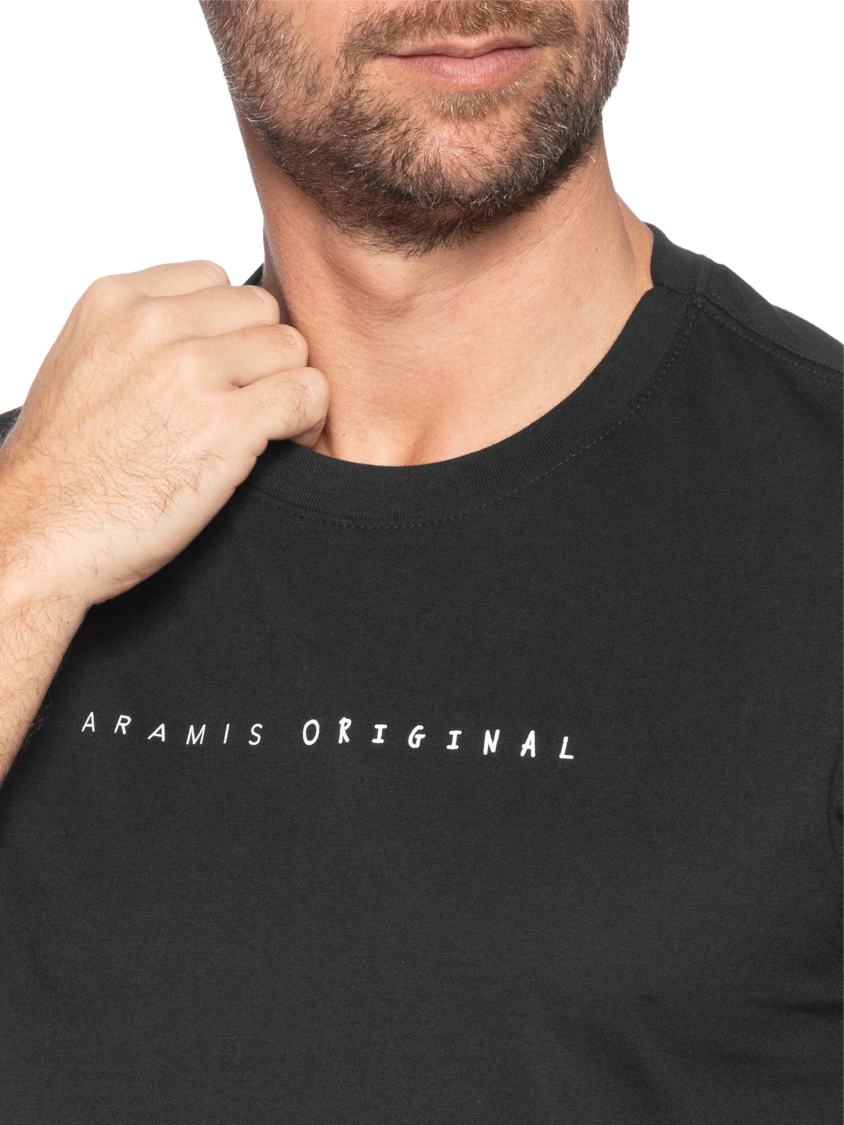 Camiseta Masculina Estampada Em Algodão  Preto Aramis