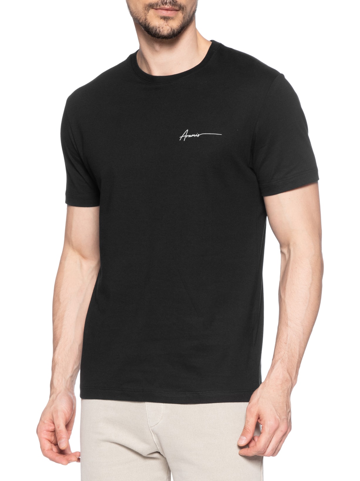 Camiseta Masculina Estampada Em Algodão Preto Aramis