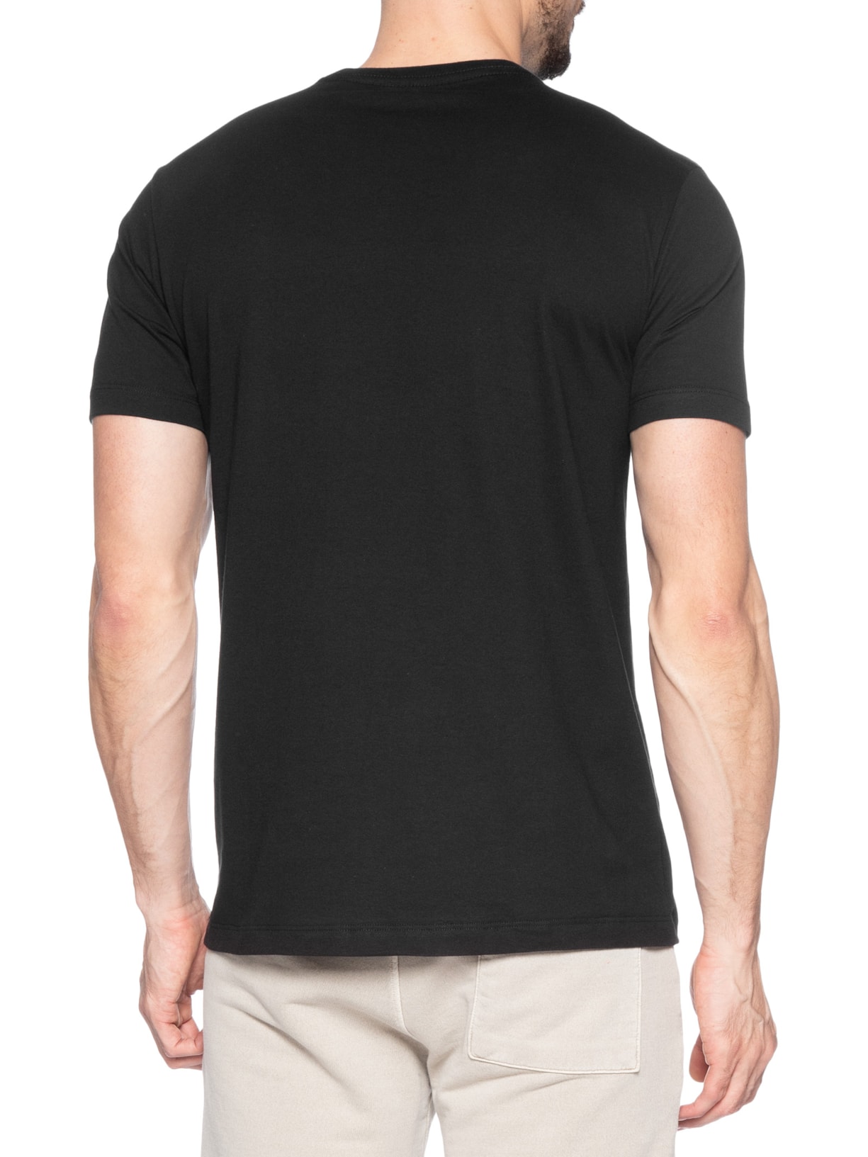 Camiseta Masculina Estampada Em Algodão Preto Aramis
