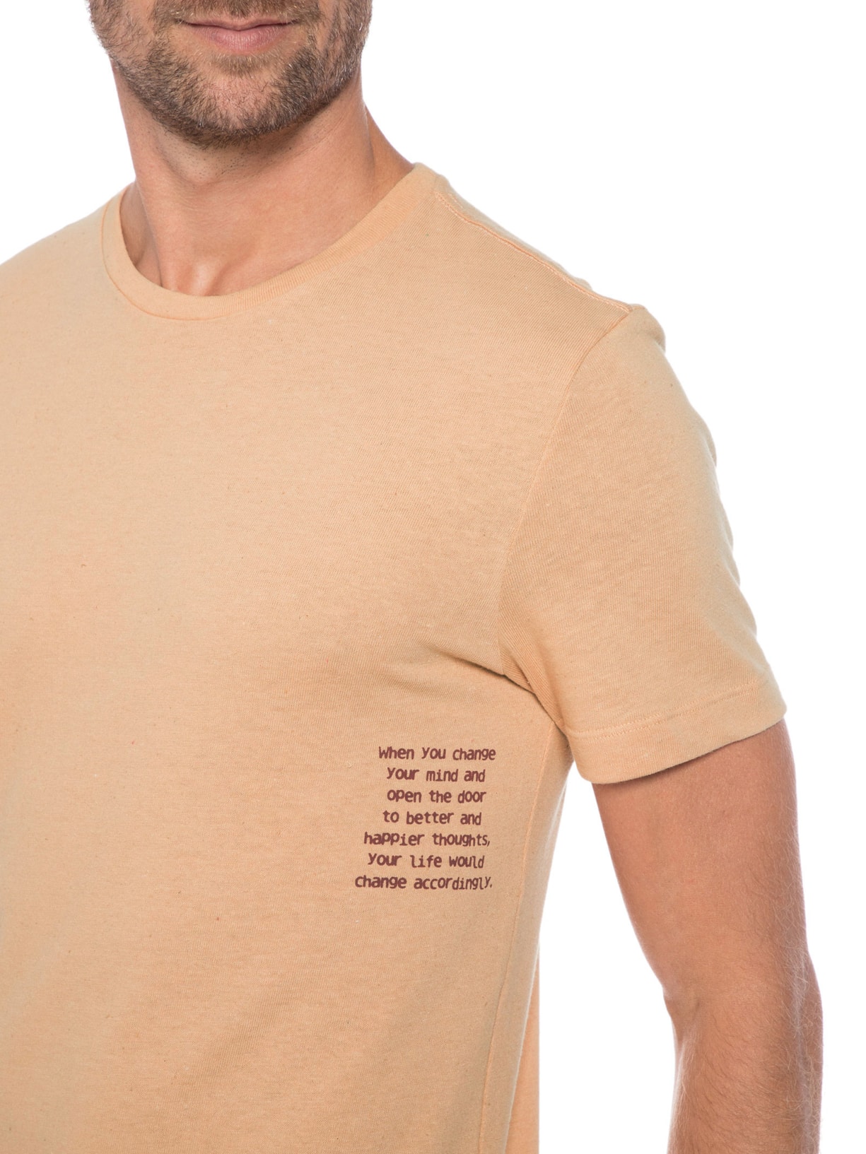 Camiseta Masculina Estampada Escrita Bege Barche