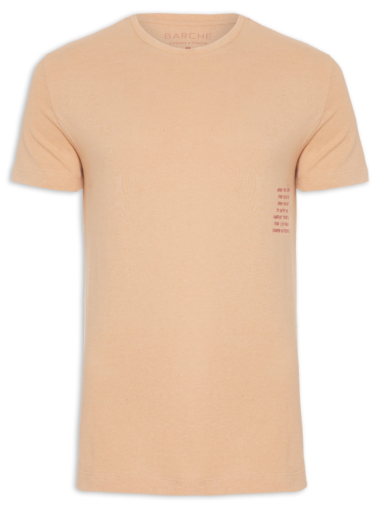 Camiseta Masculina Estampada Escrita Bege Barche