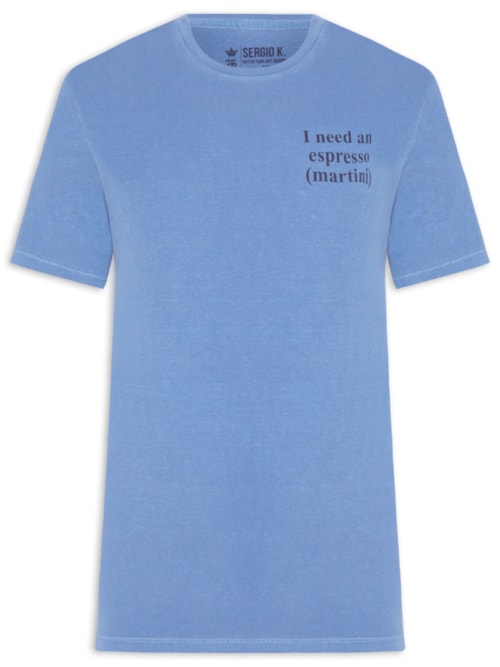 Camiseta Masculina Estampada Espresso Martini - Azul