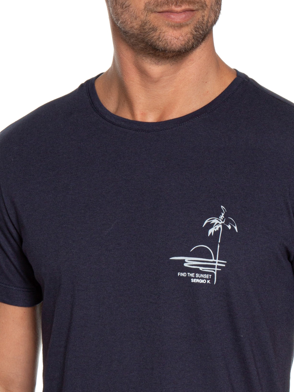 Camiseta Masculina Estampada Find The Sunset Azul Sergio K