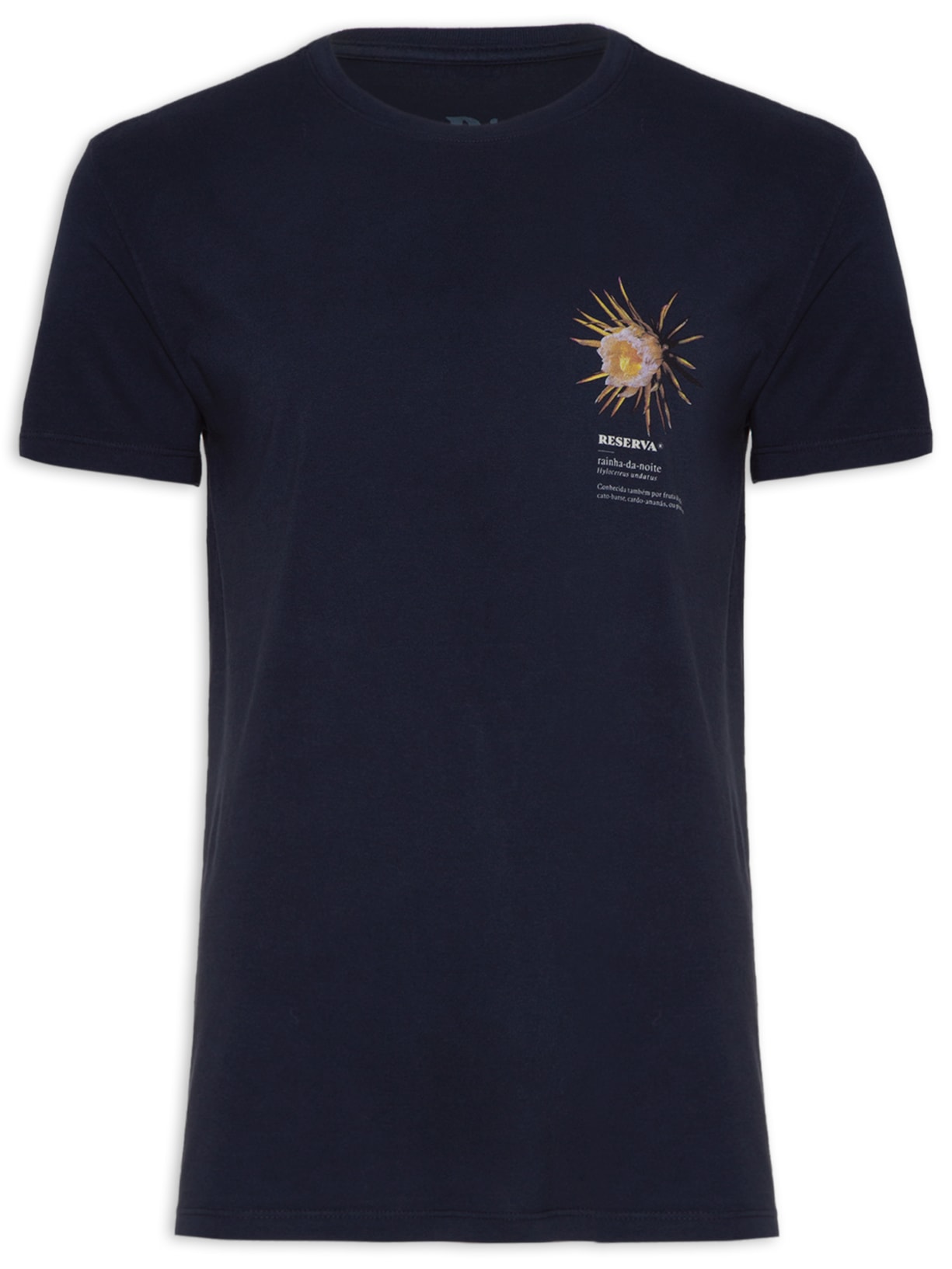 Camiseta Masculina Estampada Flor De Pitaya - Azul Marinho