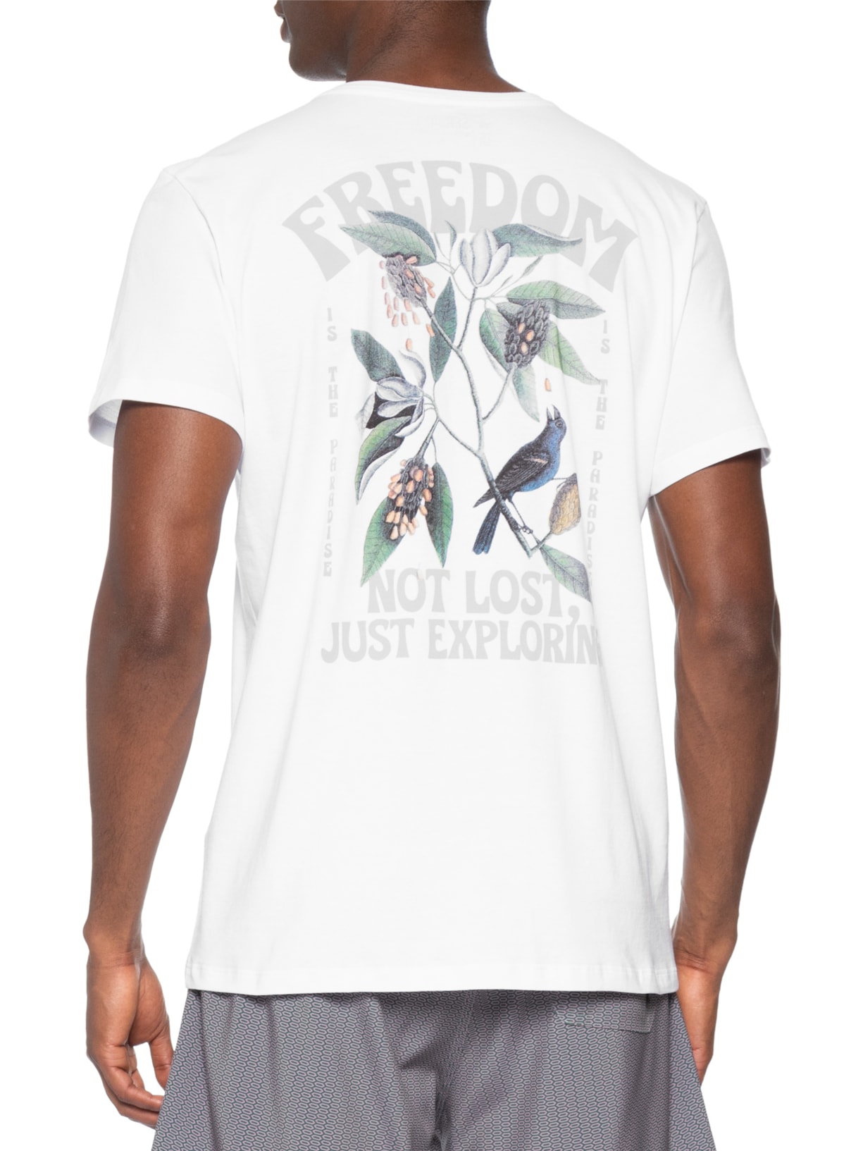 Camiseta Masculina Estampada Freedom – Branco Sergio K