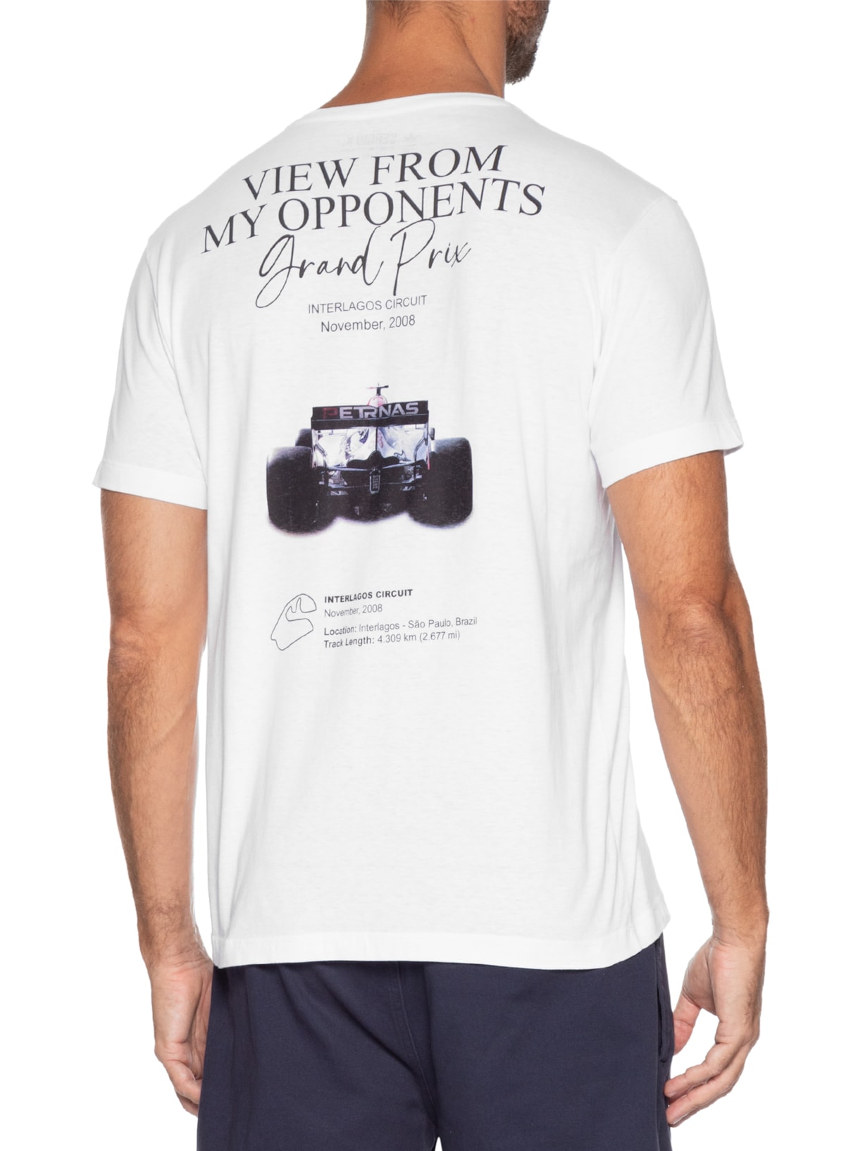 Camiseta Masculina Estampada Grand  Prix Branco Sergio K