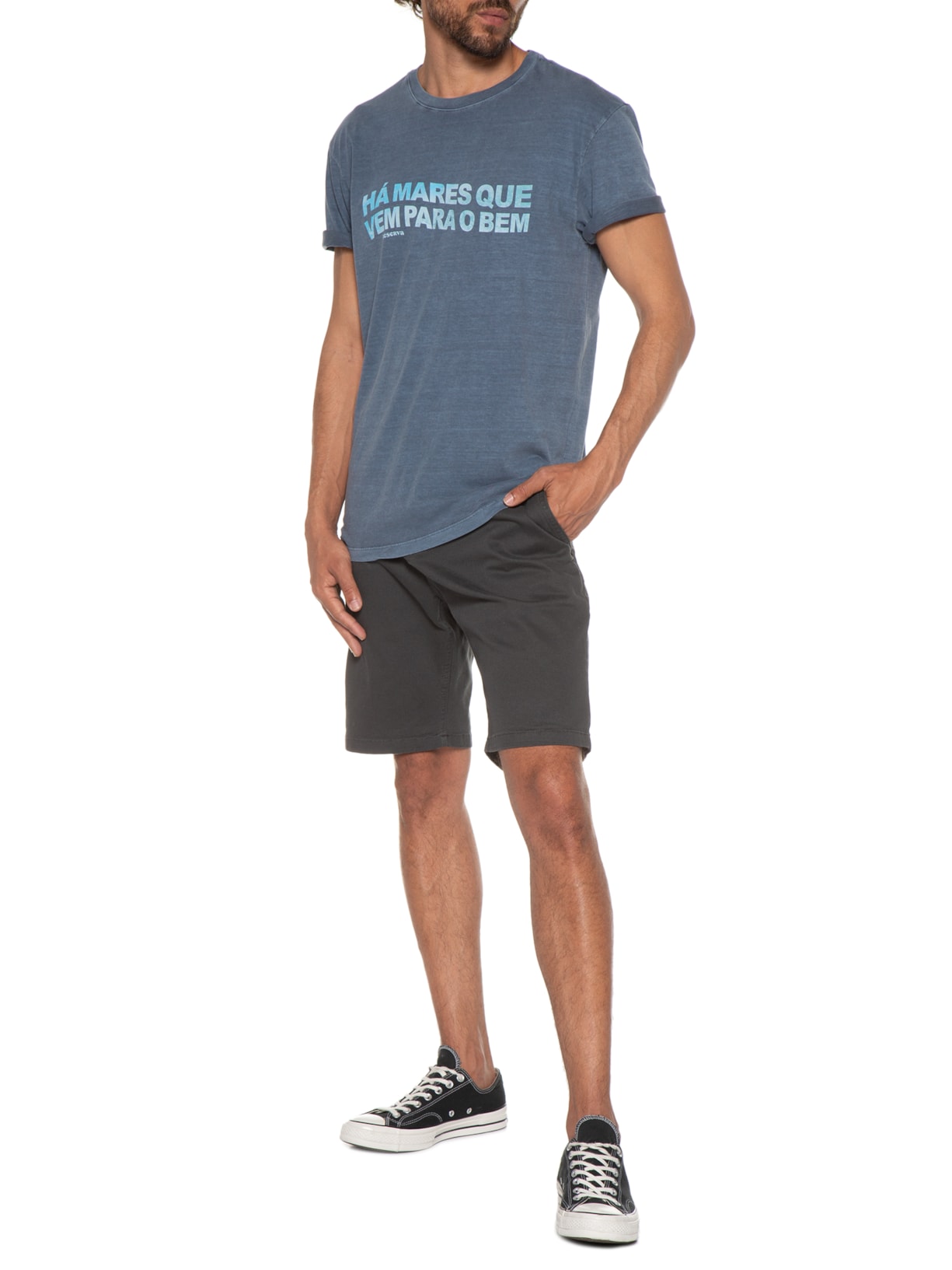 Camiseta Masculina Estampada Ha Mares Azul Reserva