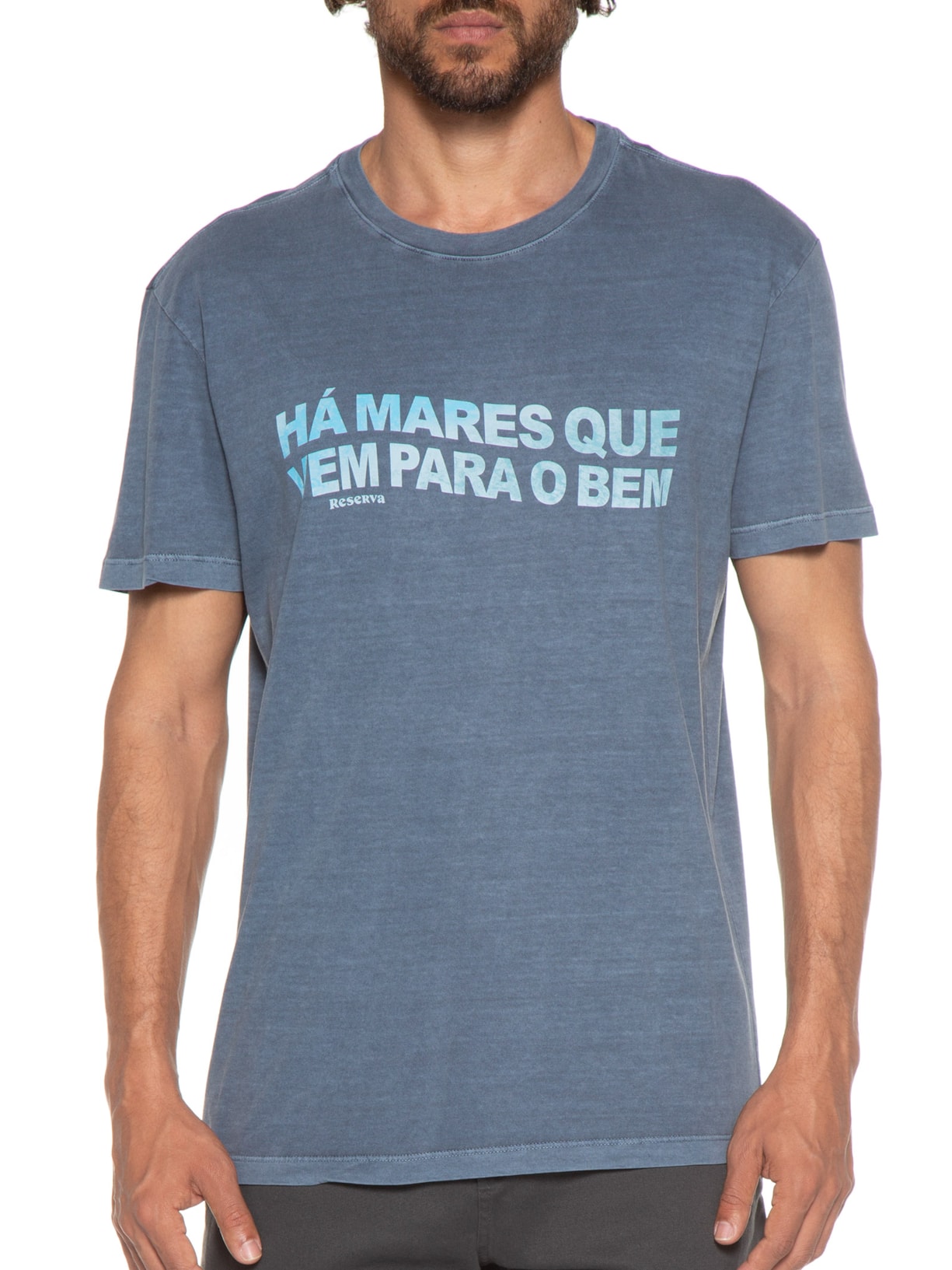 Camiseta Masculina Estampada Ha Mares Azul Reserva