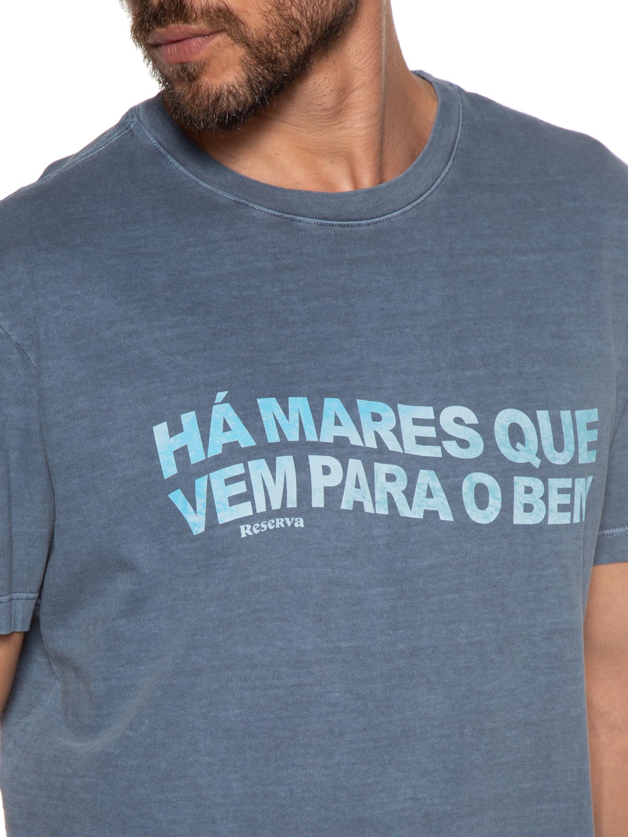 Camiseta Masculina Estampada Ha Mares Azul Reserva
