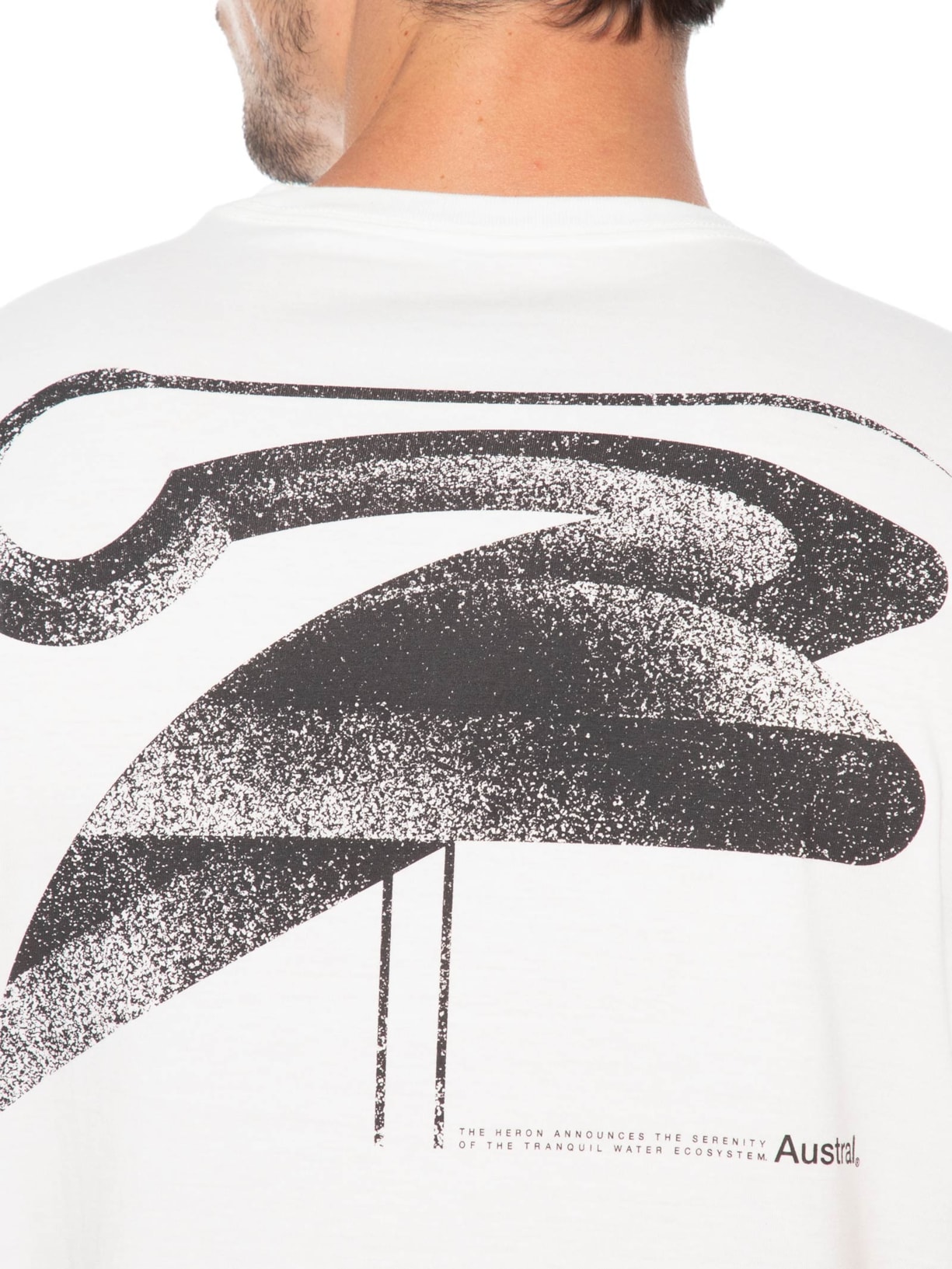 Camiseta Masculina Estampada Heron Branco Austral