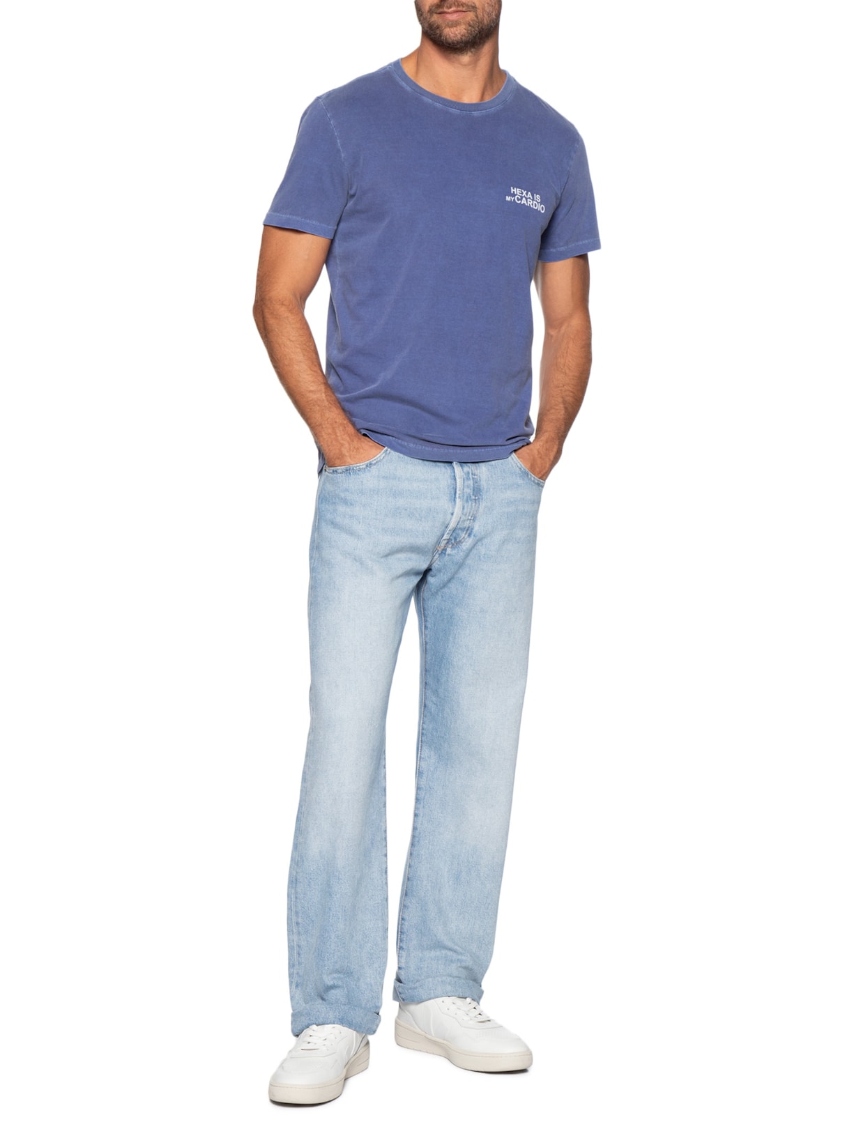 Camiseta Masculina Estampada Hexa Is My Cardio Azul Sergio K