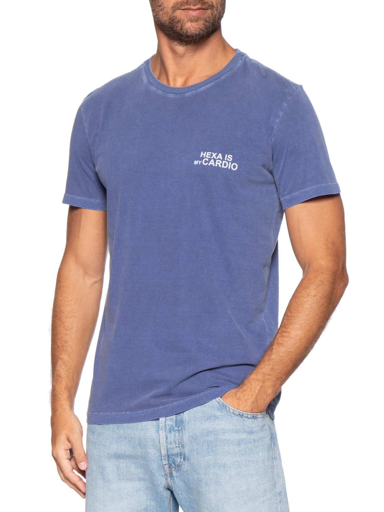 Camiseta Masculina Estampada Hexa Is My Cardio Azul Sergio K