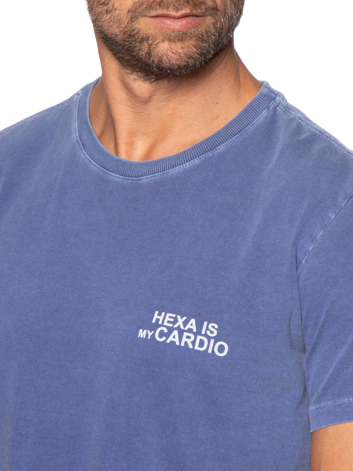 Camiseta Masculina Estampada Hexa Is My Cardio Azul Sergio K