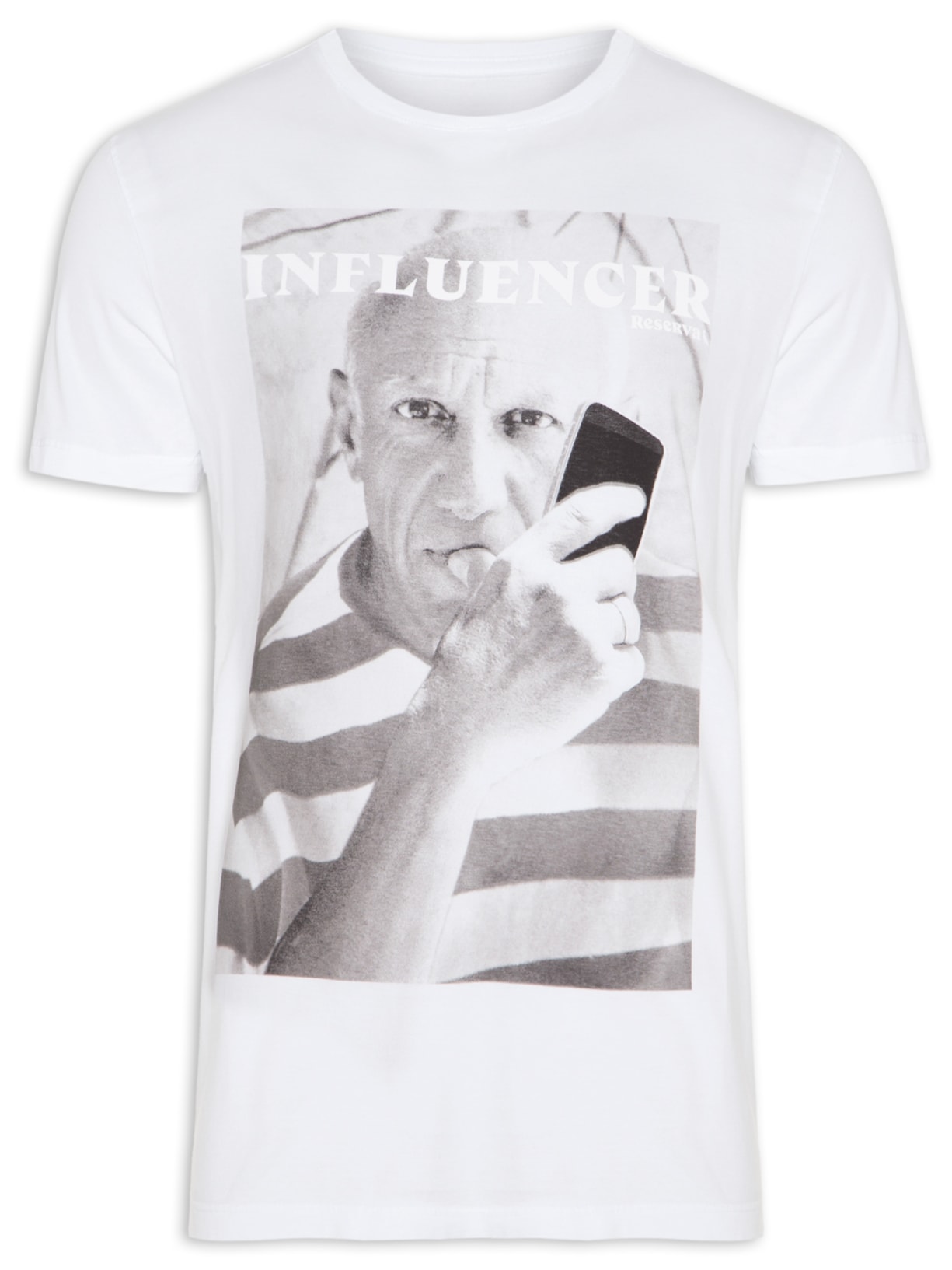 Camiseta Masculina Estampada Influencer Espanhol - Branco