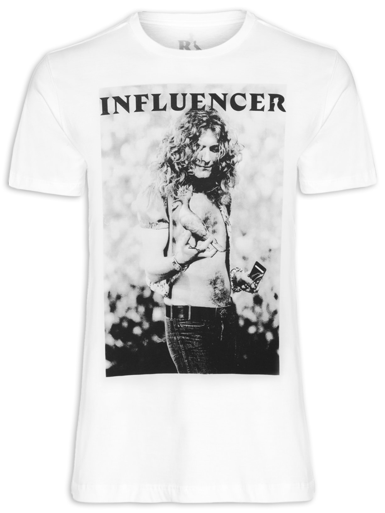 Camiseta Masculina Estampada Influencer Rockstar Branco Reserva
