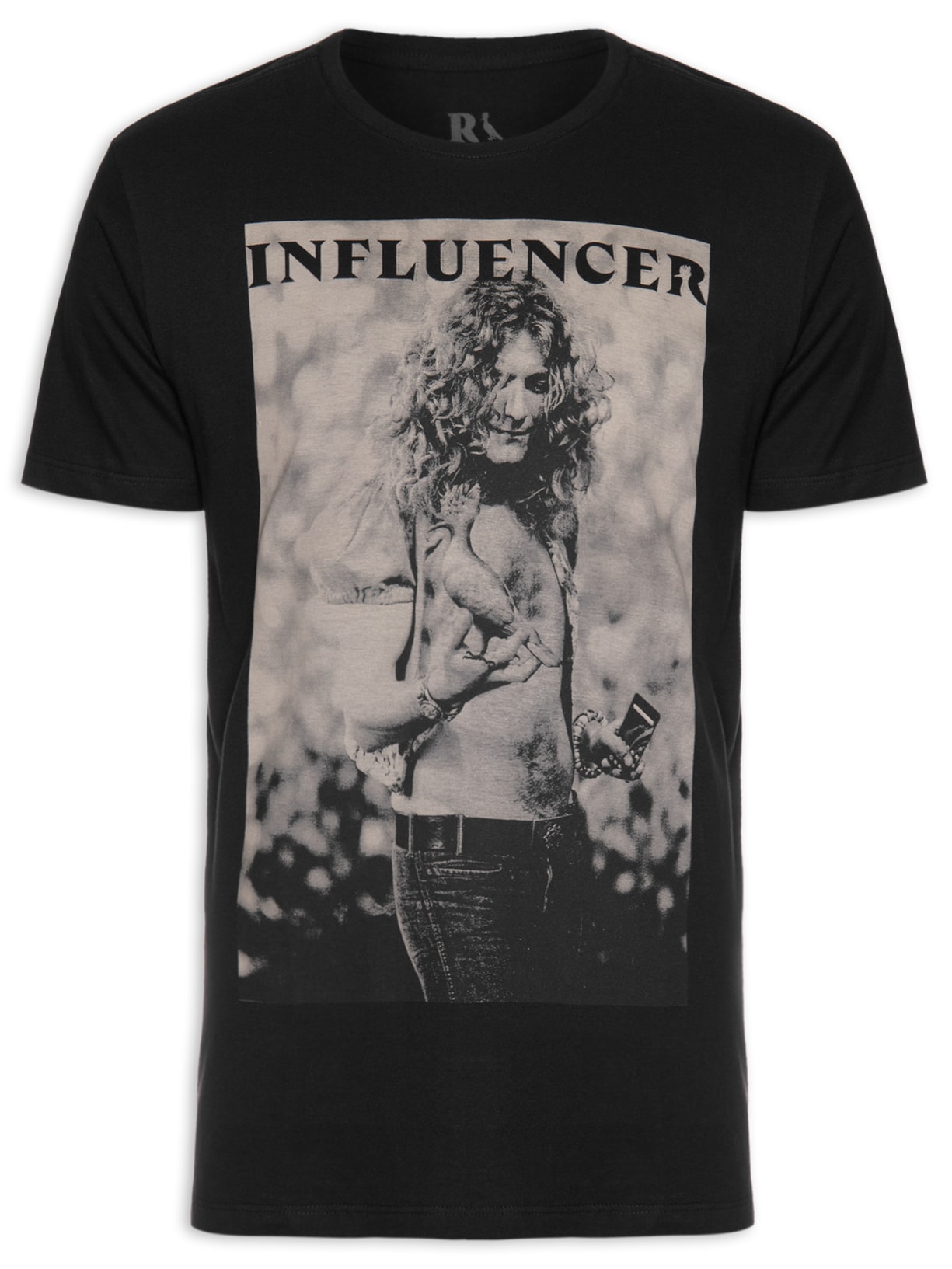 Camiseta Masculina Estampada Influencer Rockstar - Preto