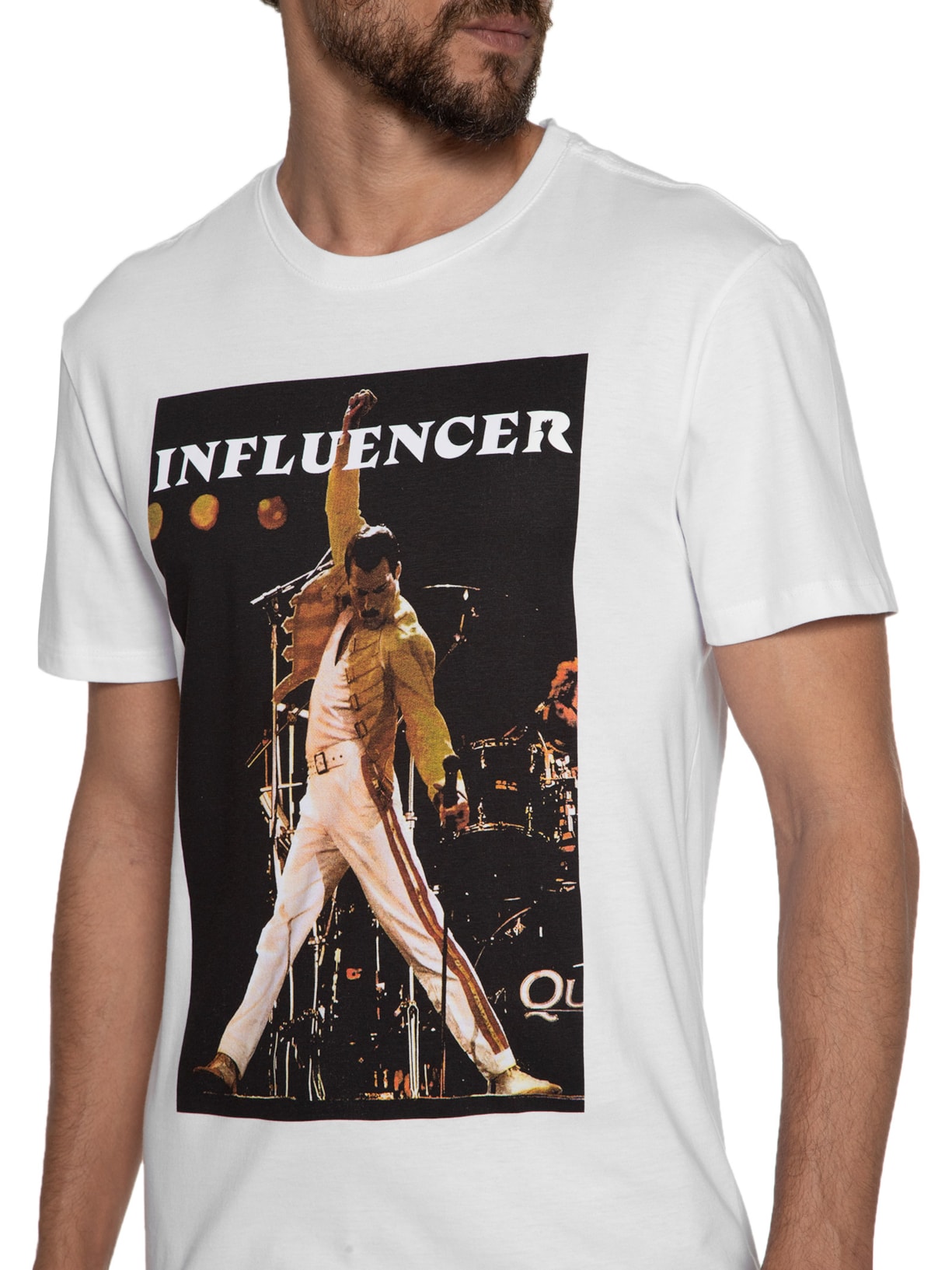 Camiseta Masculina Estampada Influencer Stage Branco Reserva