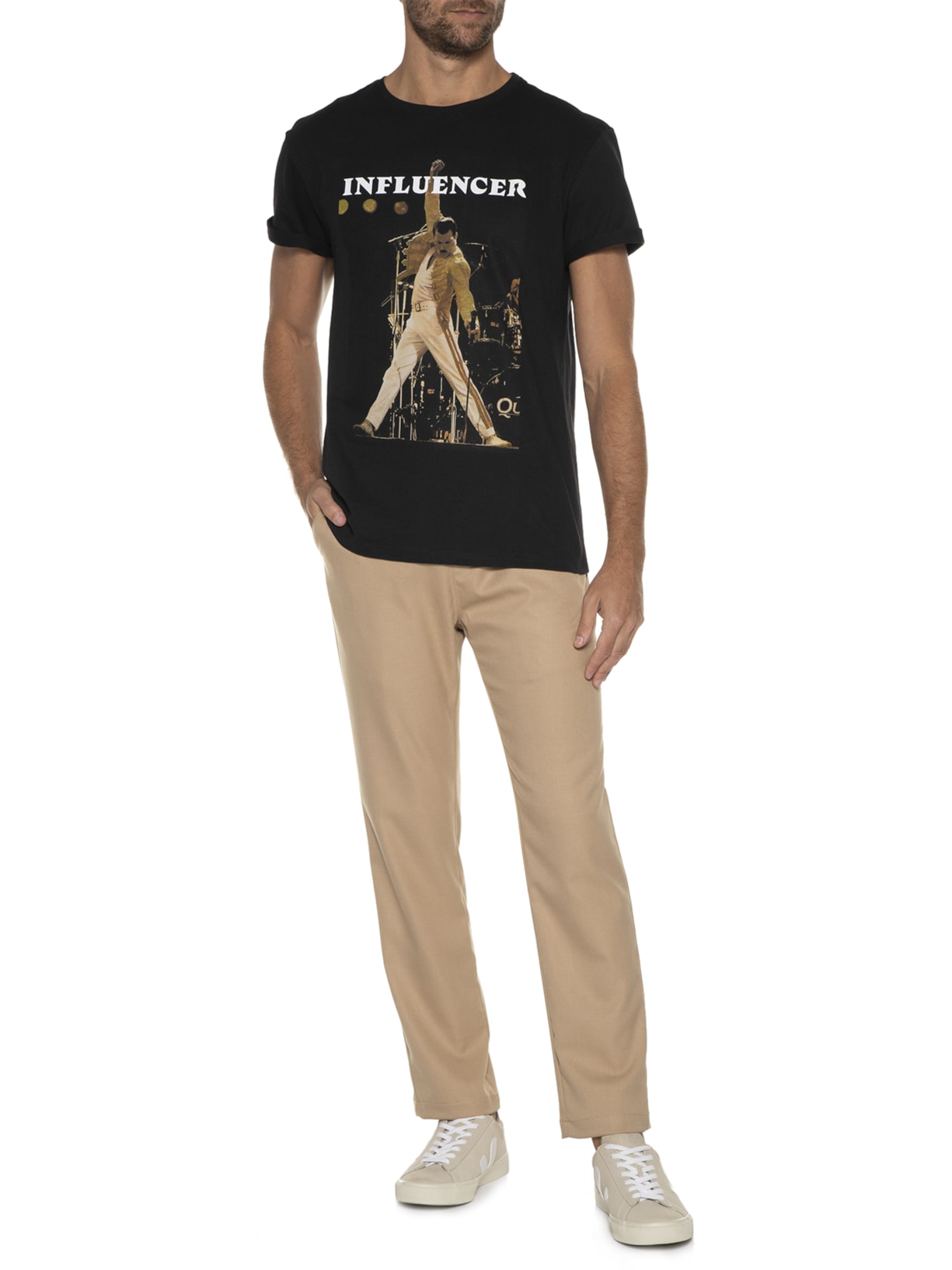 Camiseta Masculina Estampada Influencer Stage Preto Reserva