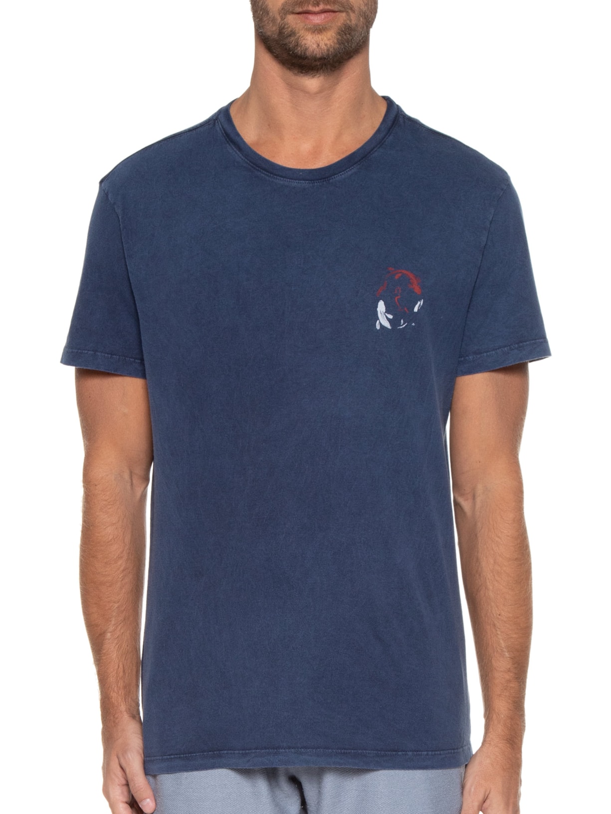 Camiseta Masculina Estampada Koi Aquerela Azul Reserva