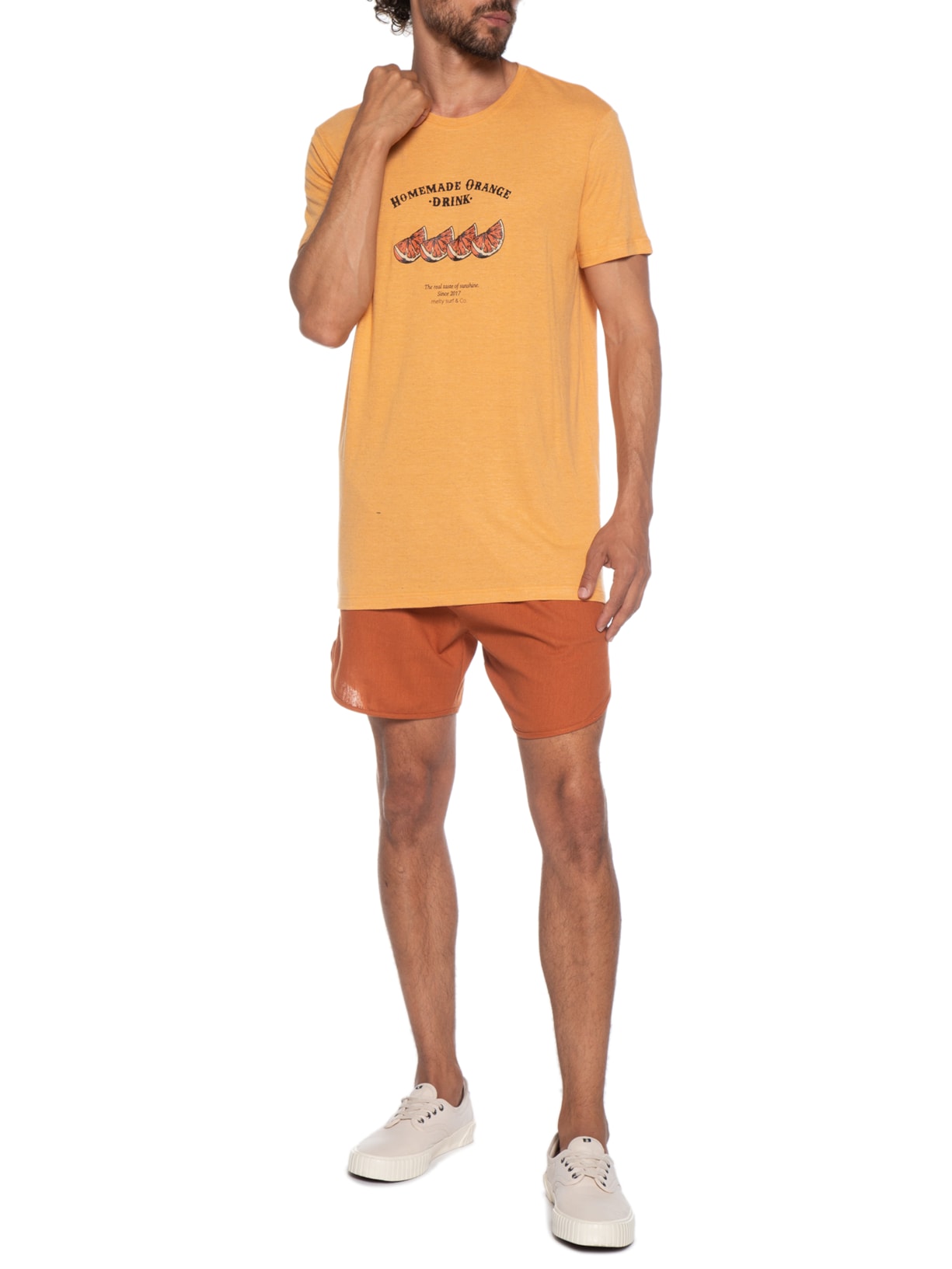 Camiseta Masculina Estampada Laranja Melty Rj