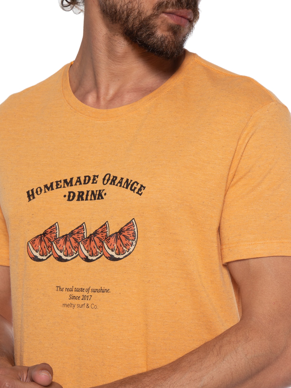 Camiseta Masculina Estampada Laranja Melty Rj