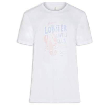 Camiseta Masculina Estampada Lobster Club - Branco
