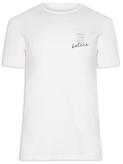 Camiseta Masculina Estampada Local Boteco - Branco