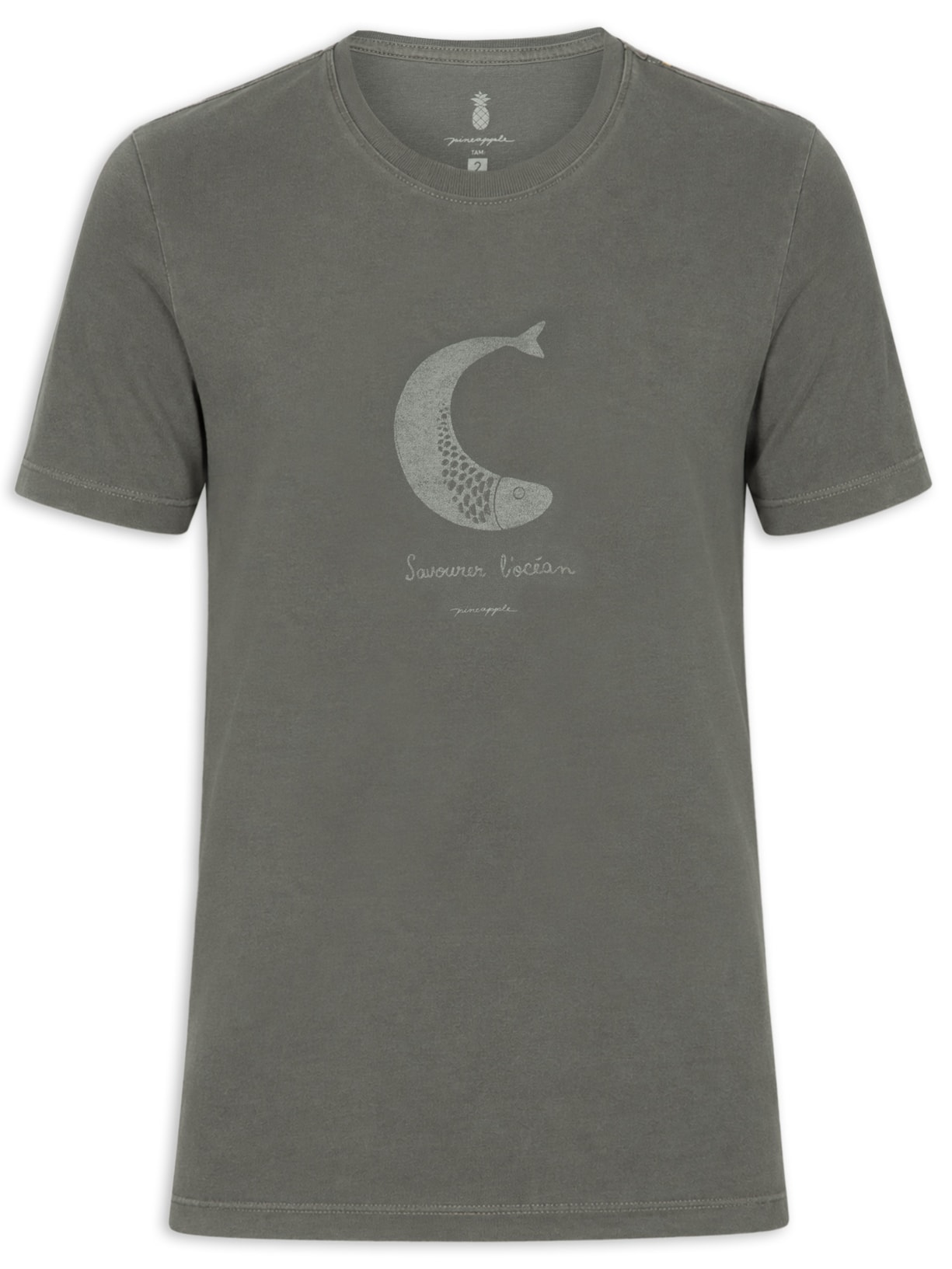 Camiseta Masculina Estampada L'Ocean Cinza Pineapple
