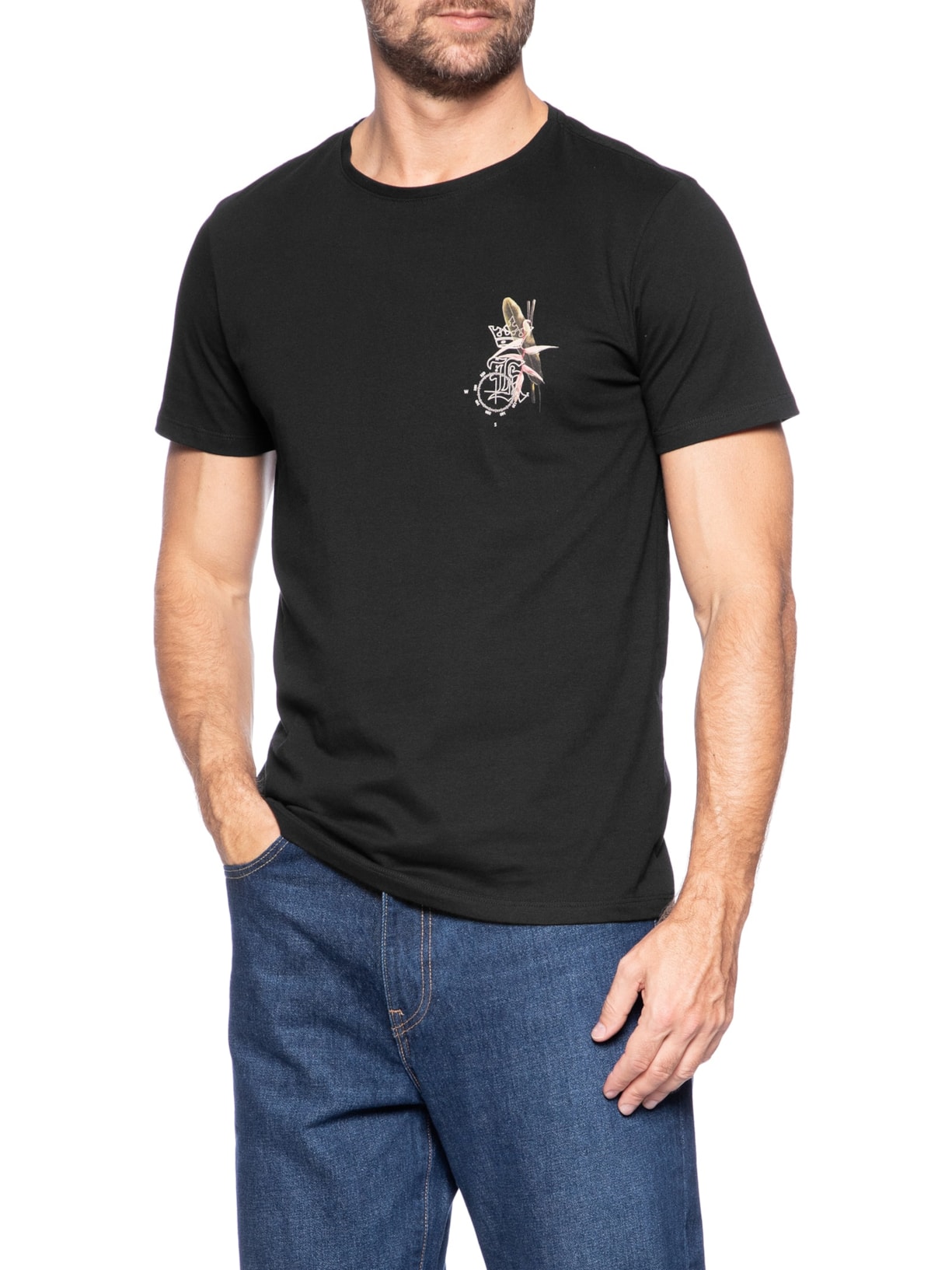 Camiseta Masculina Estampada Logo Mania Preto Sergio K