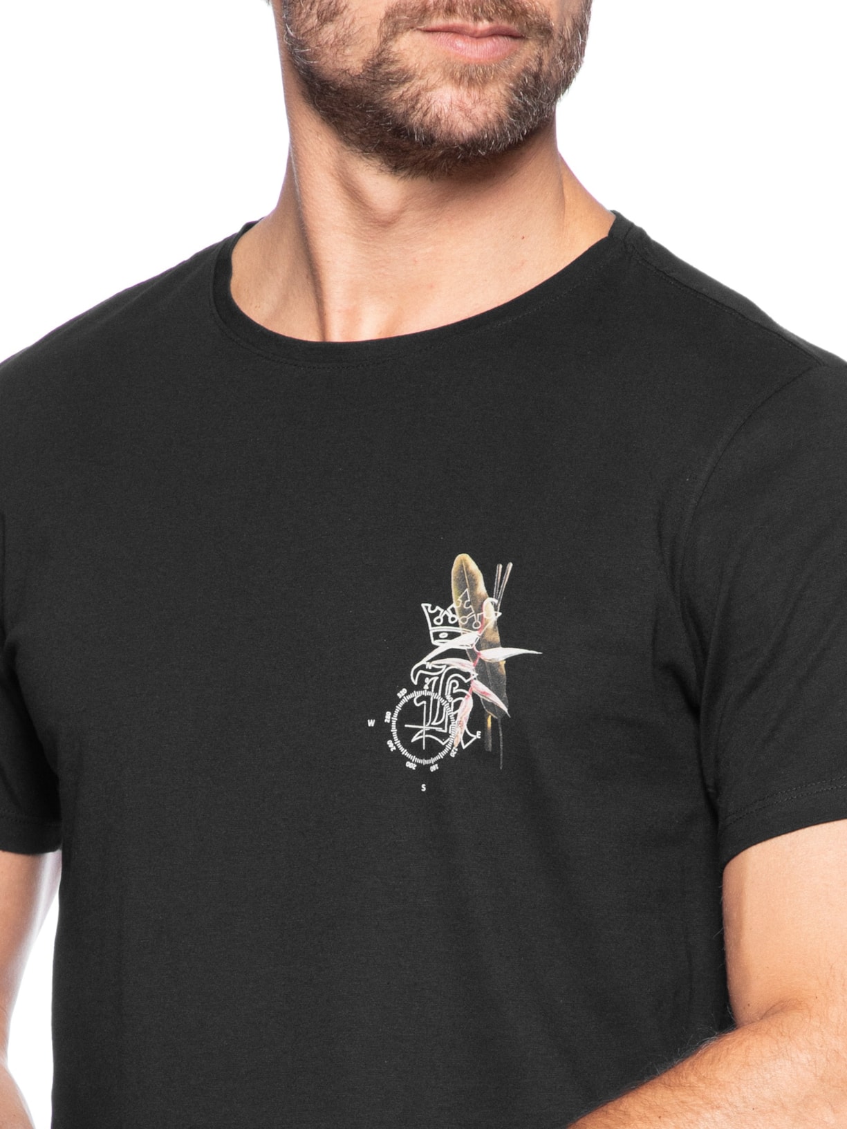 Camiseta Masculina Estampada Logo Mania Preto Sergio K