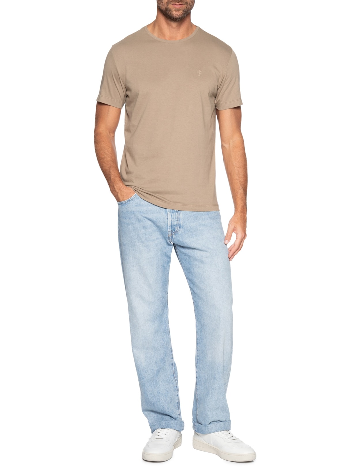 Camiseta Masculina Estampada Marathon Bege Sergio K