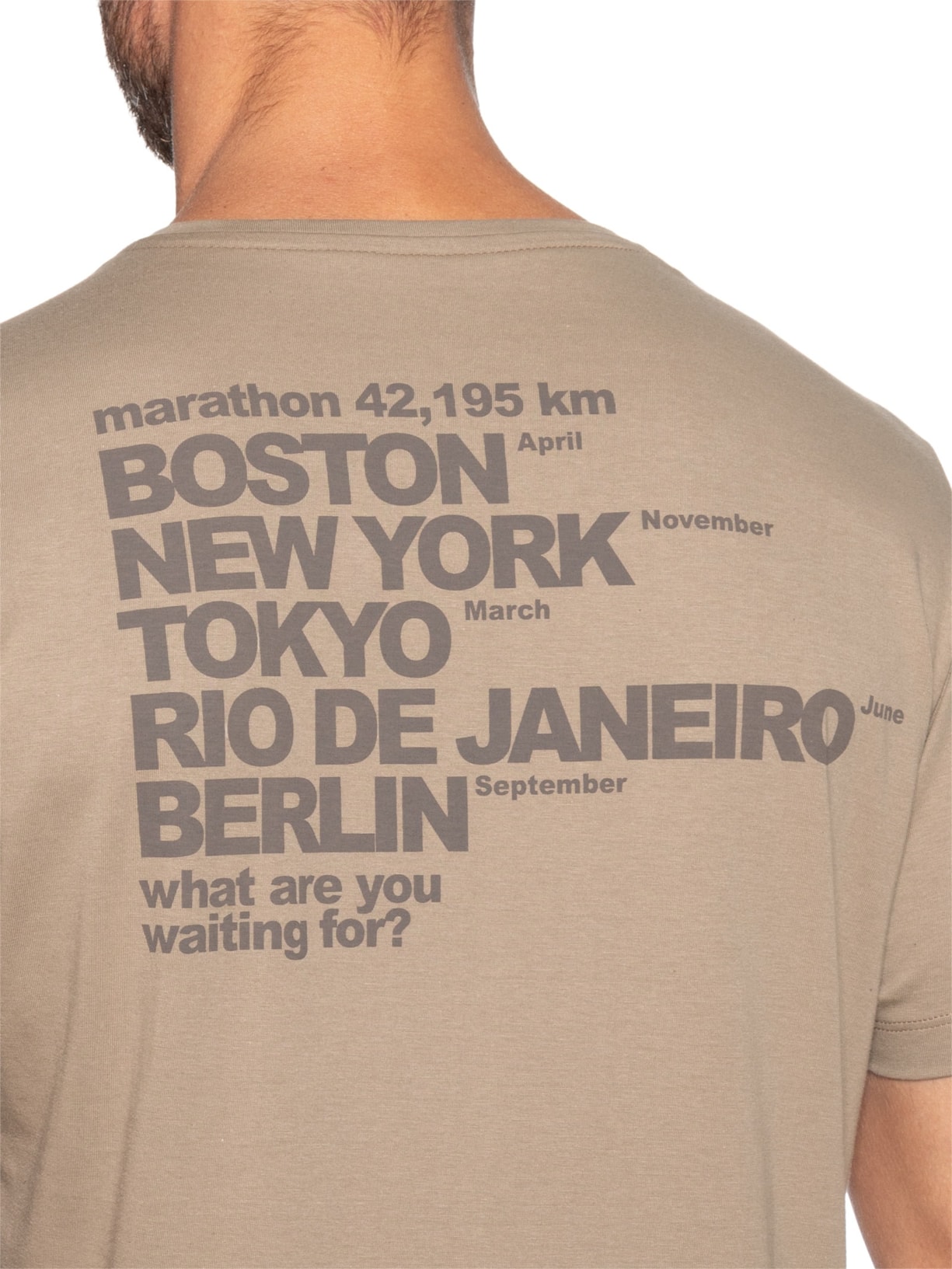 Camiseta Masculina Estampada Marathon – Bege Sergio K