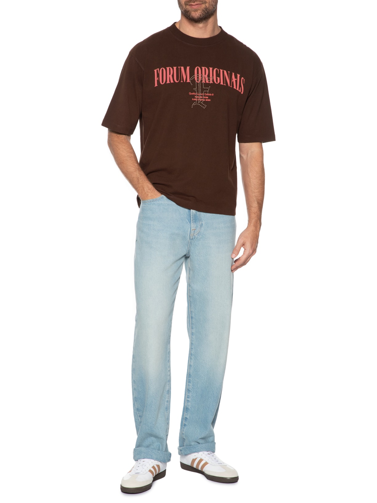 Camiseta Masculina Estampada Marrom Forum