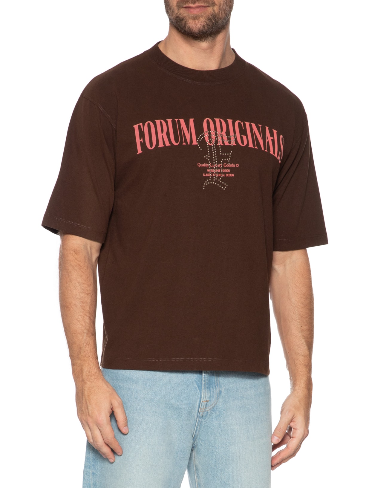 Camiseta Masculina Estampada Marrom Forum