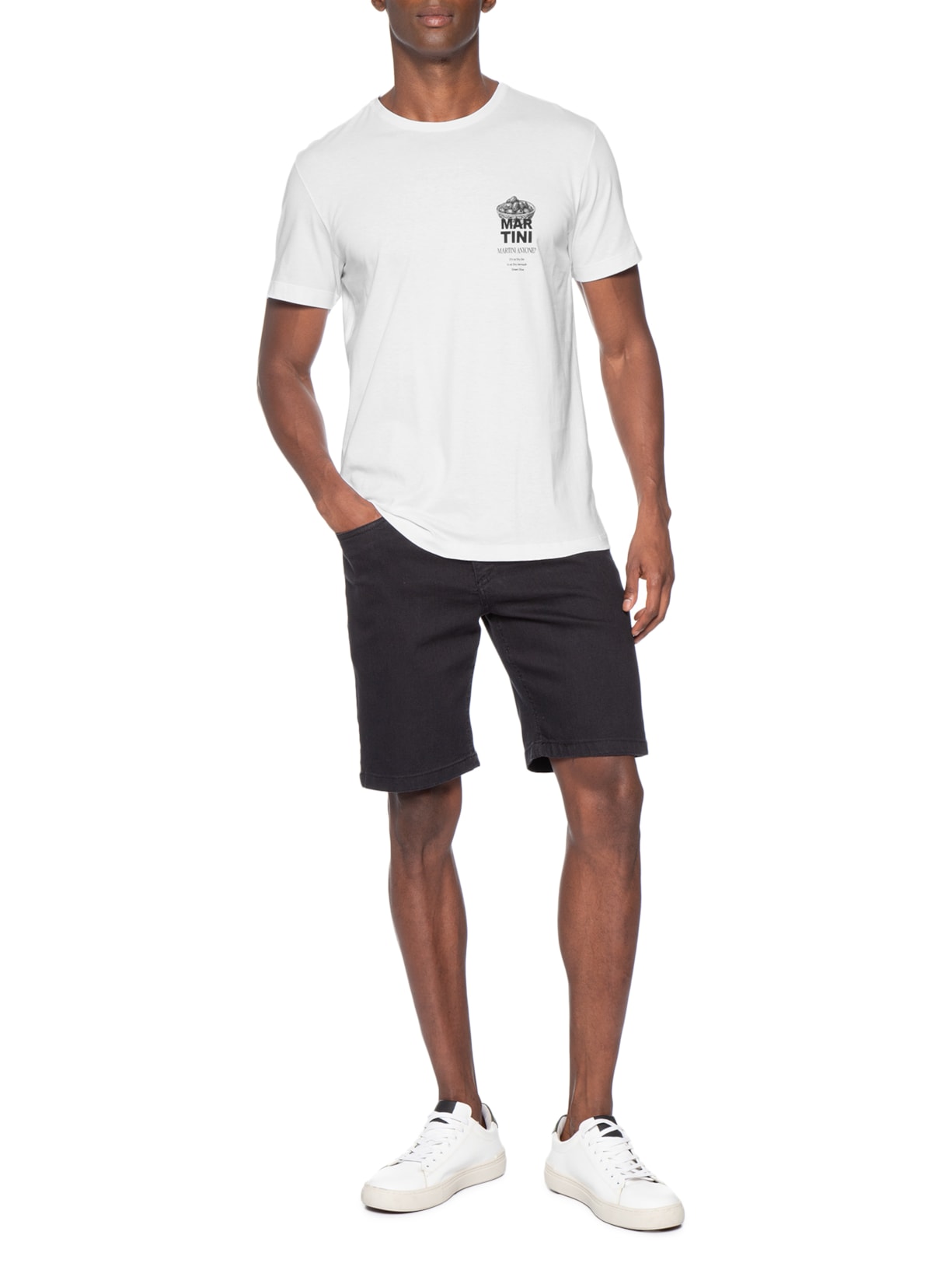 Camiseta Masculina Estampada Martini Anyone Branco Sergio K
