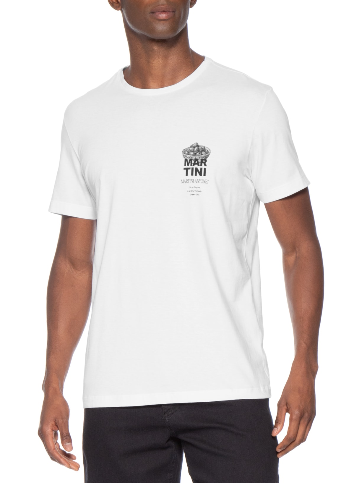 Camiseta Masculina Estampada Martini Anyone Branco Sergio K