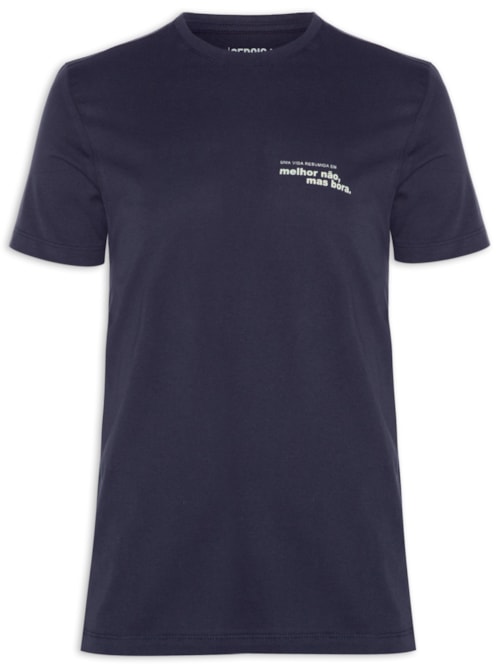 Camiseta Masculina Estampada Melhor Não, Mas Bora - Azul