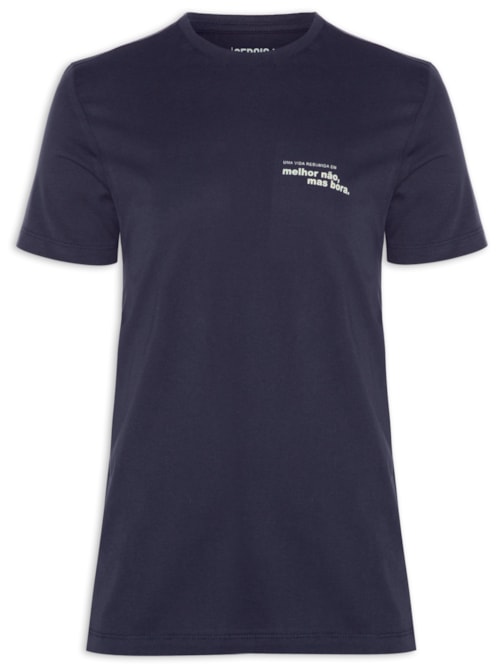 Camiseta Masculina Estampada Melhor Não, Mas Bora - Azul