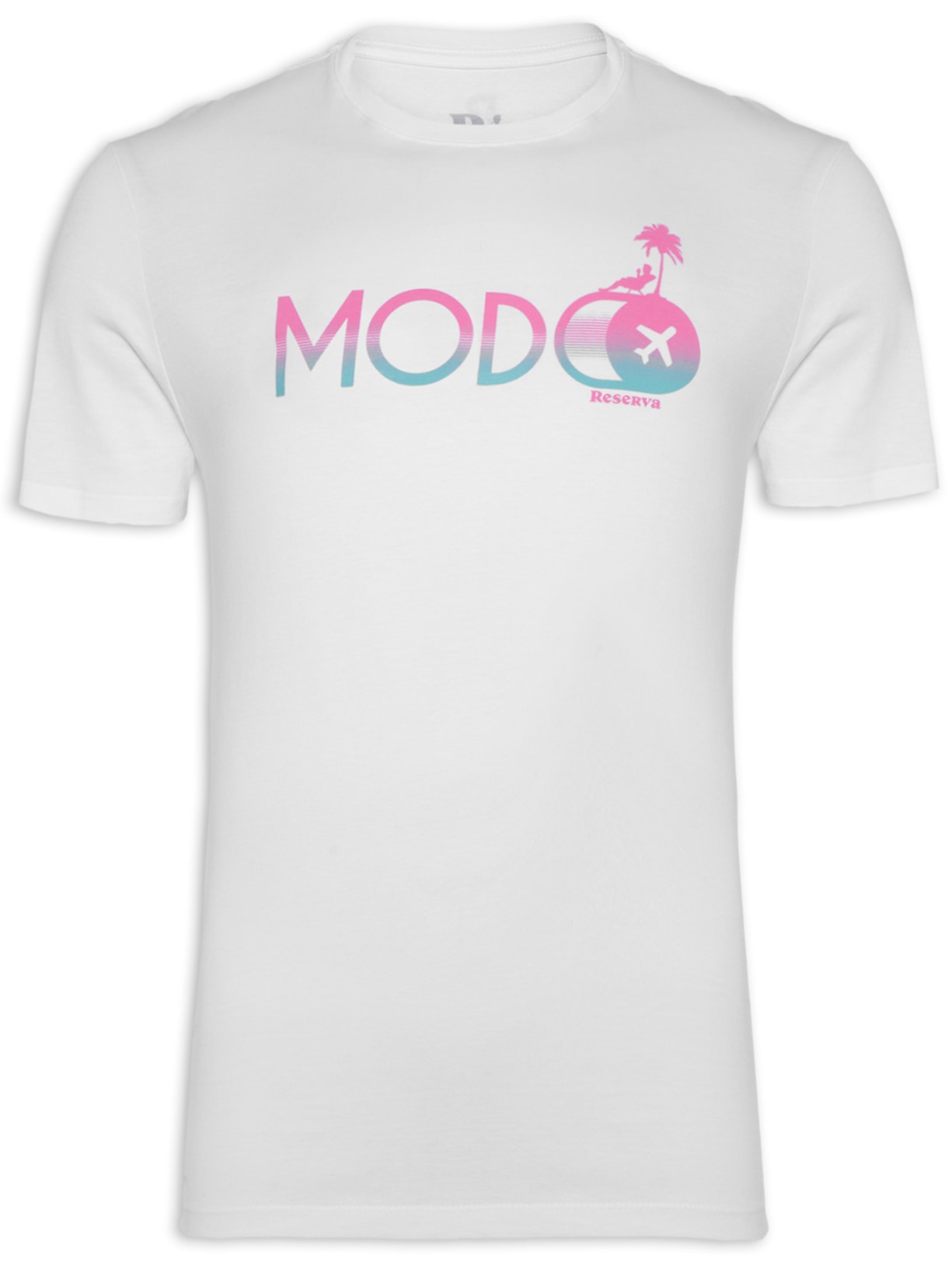 Camiseta Masculina Estampada Modo Avião Coqueiro - Branco