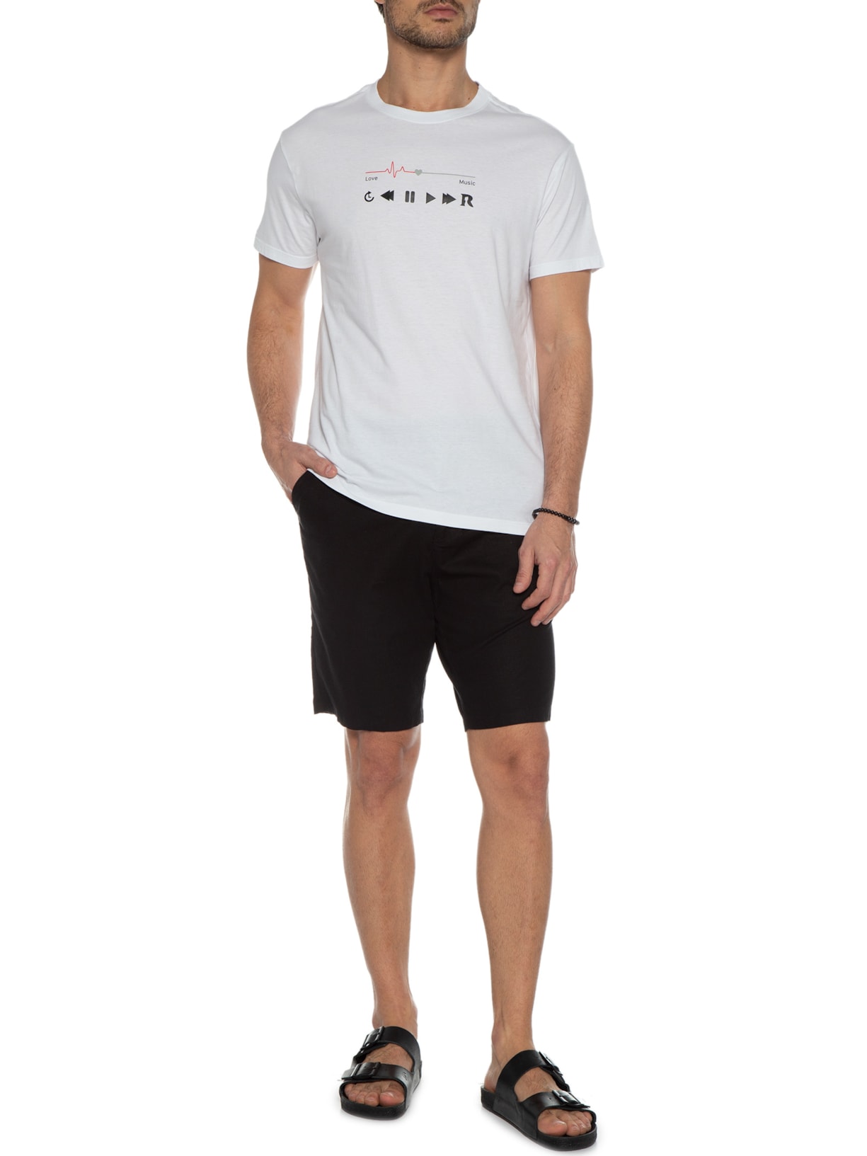 Camiseta Masculina Estampada Música è Vida Off White Reserva