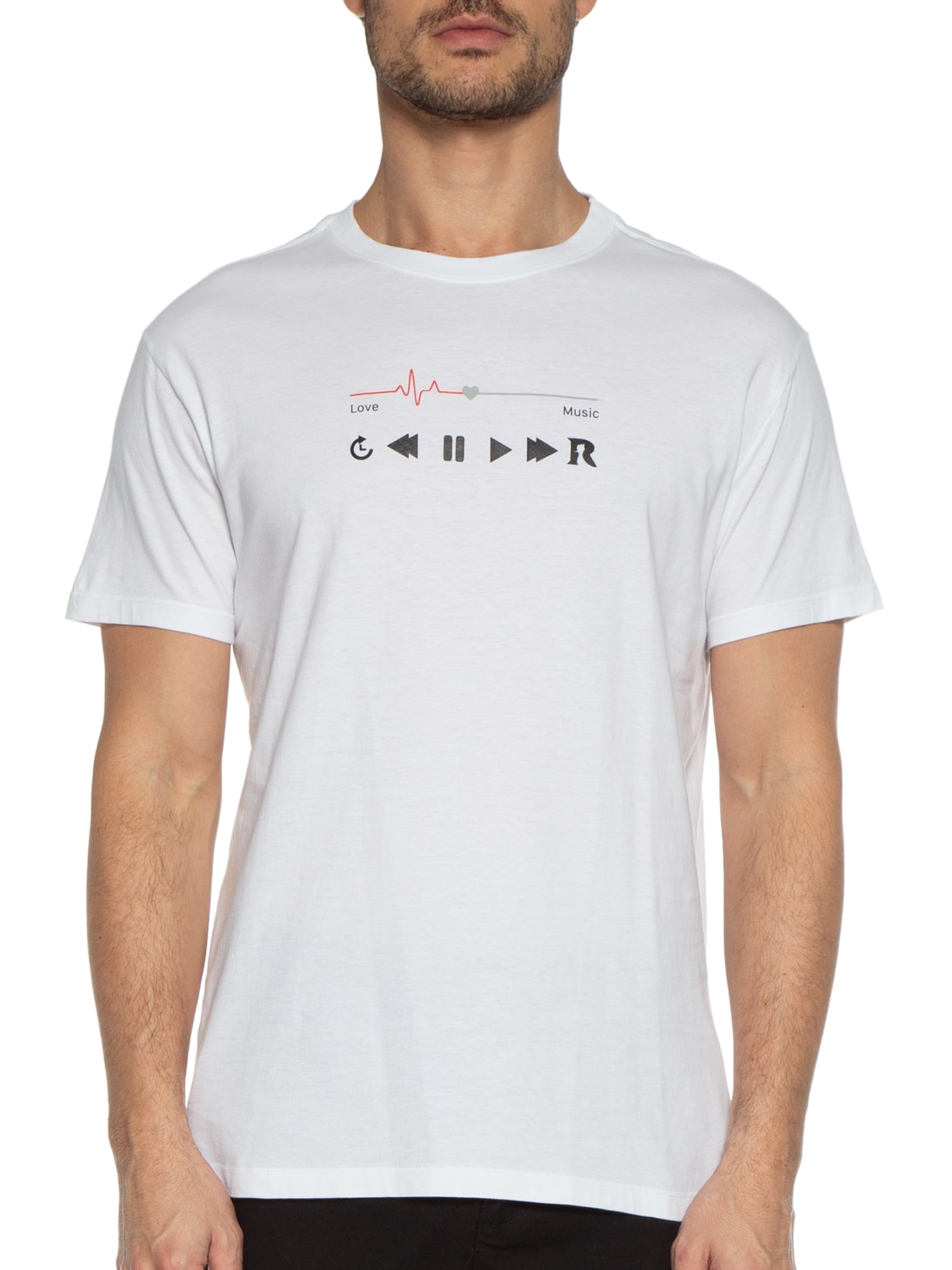 Camiseta Masculina Estampada Música è Vida Off White Reserva