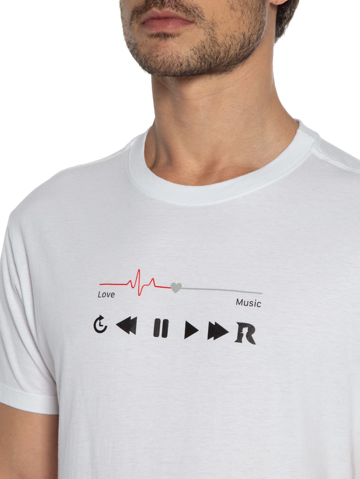 Camiseta Masculina Estampada Música è Vida Off White Reserva