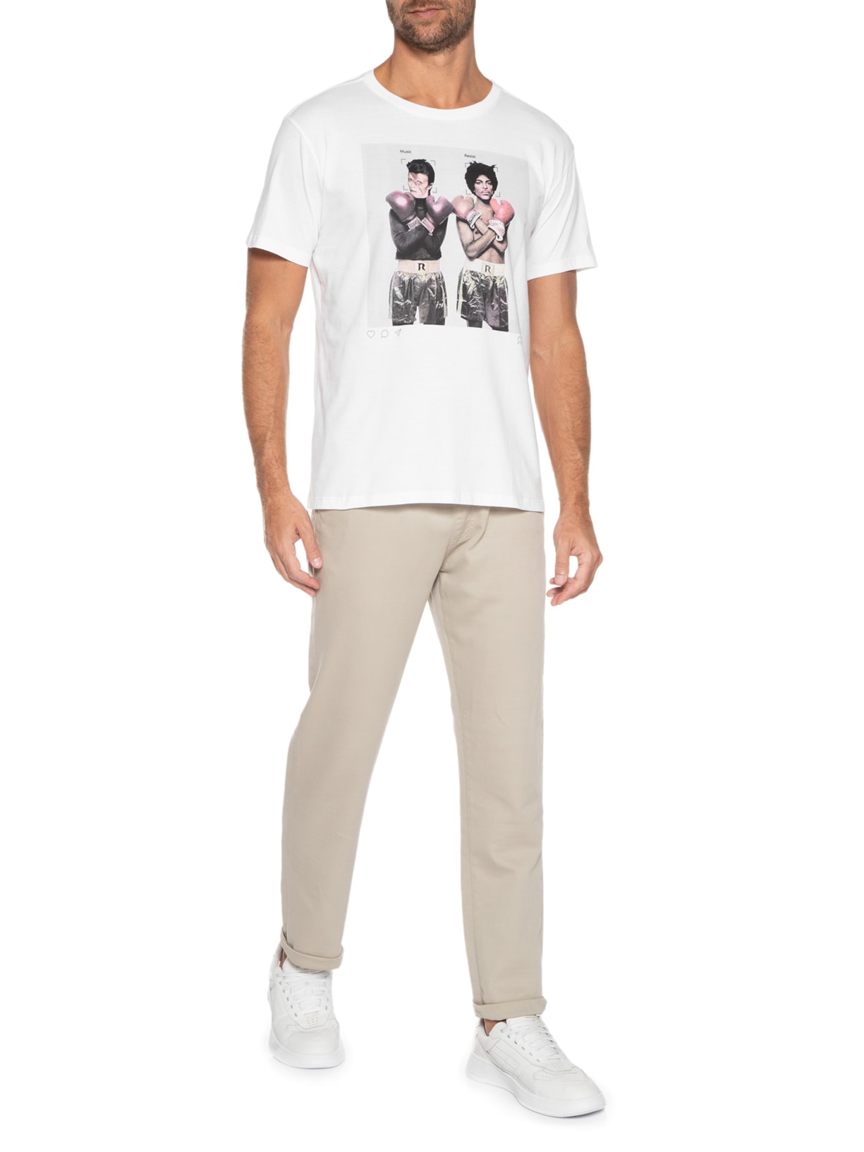Camiseta Masculina Estampada Música Resiste Branco Reserva