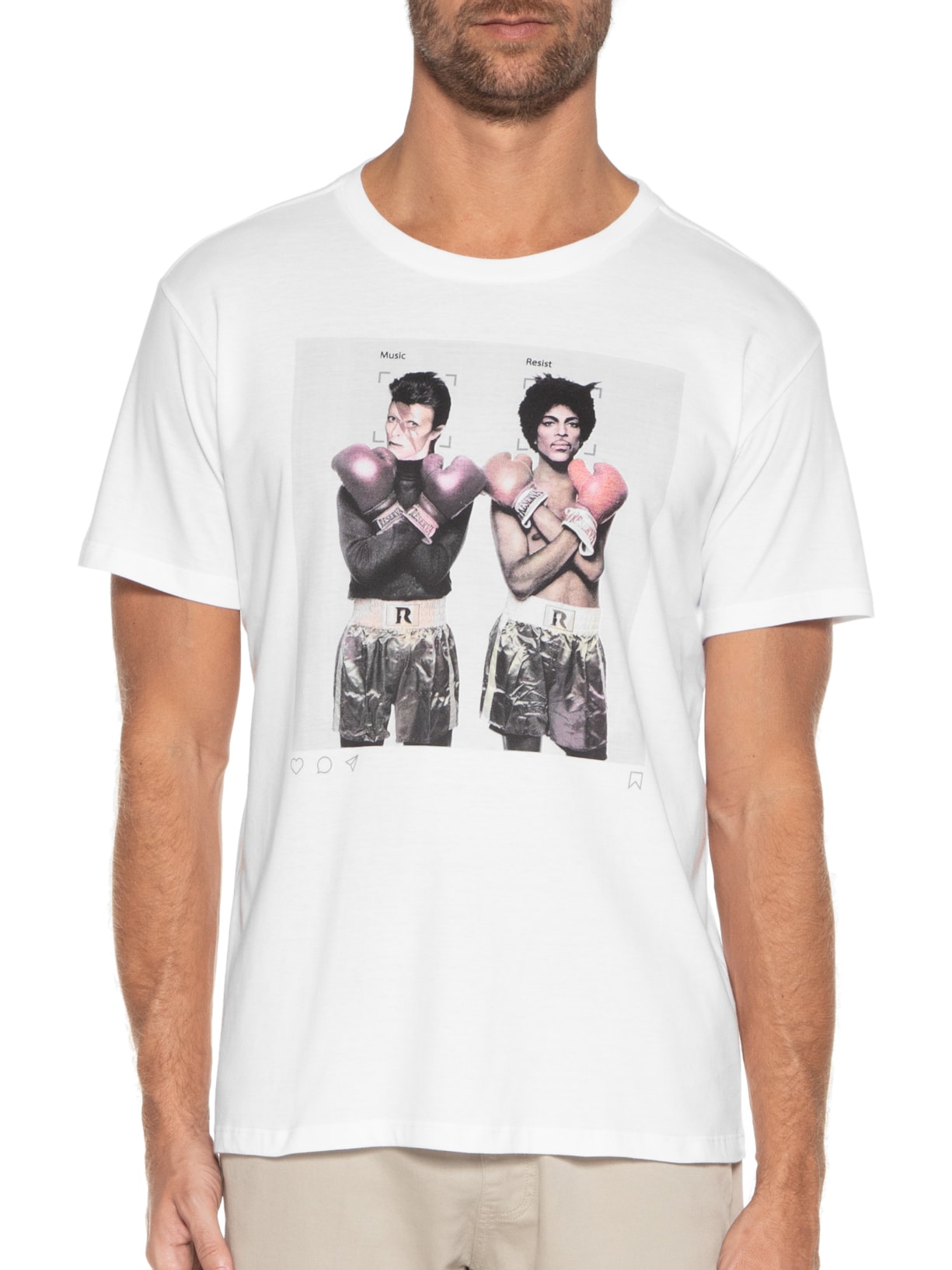 Camiseta Masculina Estampada Música Resiste Branco Reserva