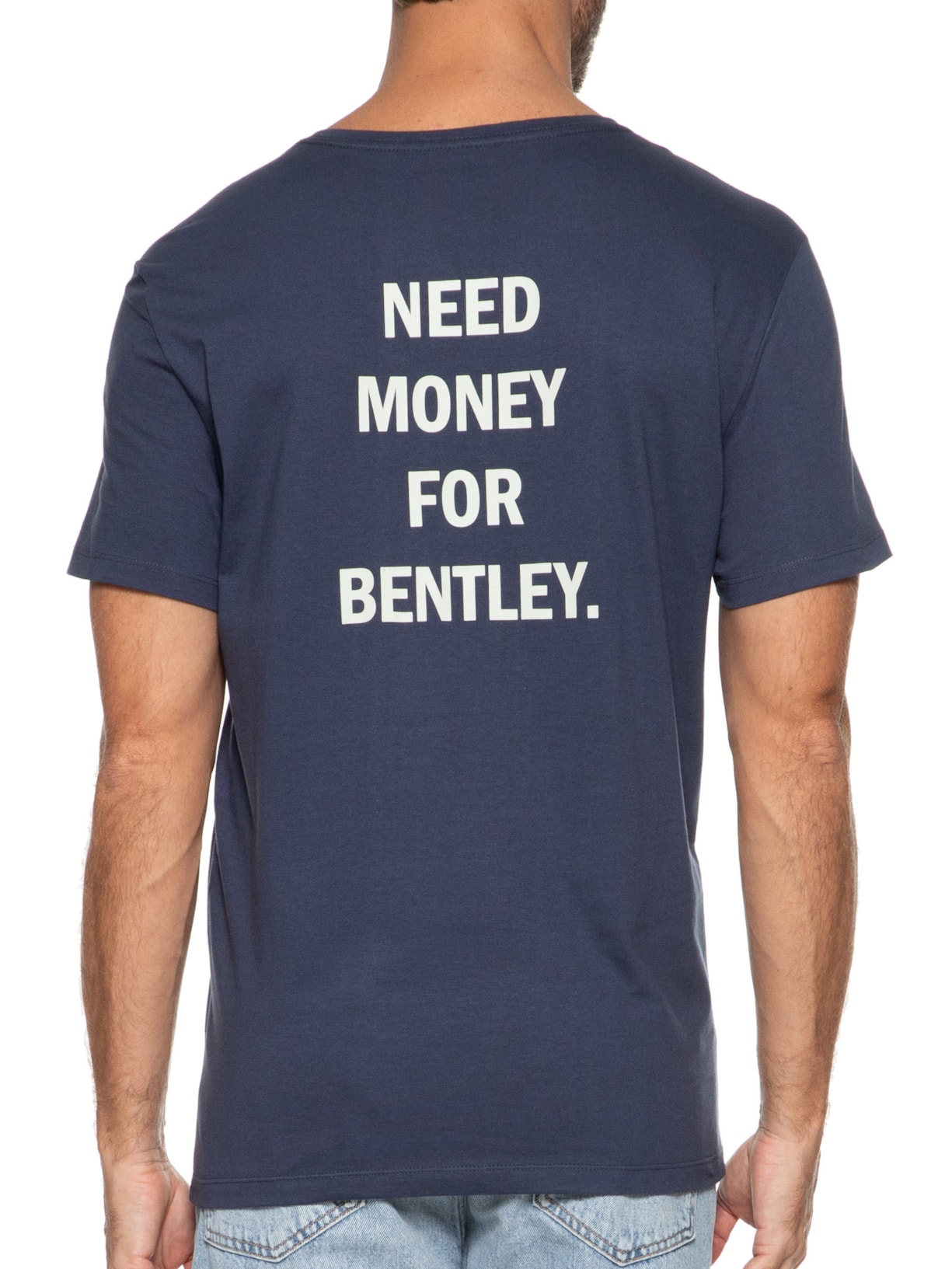 Camiseta Masculina Estampada Need Money For Azul Sergio K