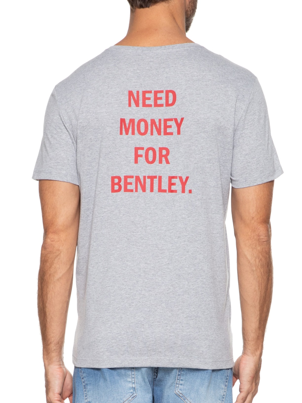 Camiseta Masculina Estampada Need Money For Cinza Sergio K